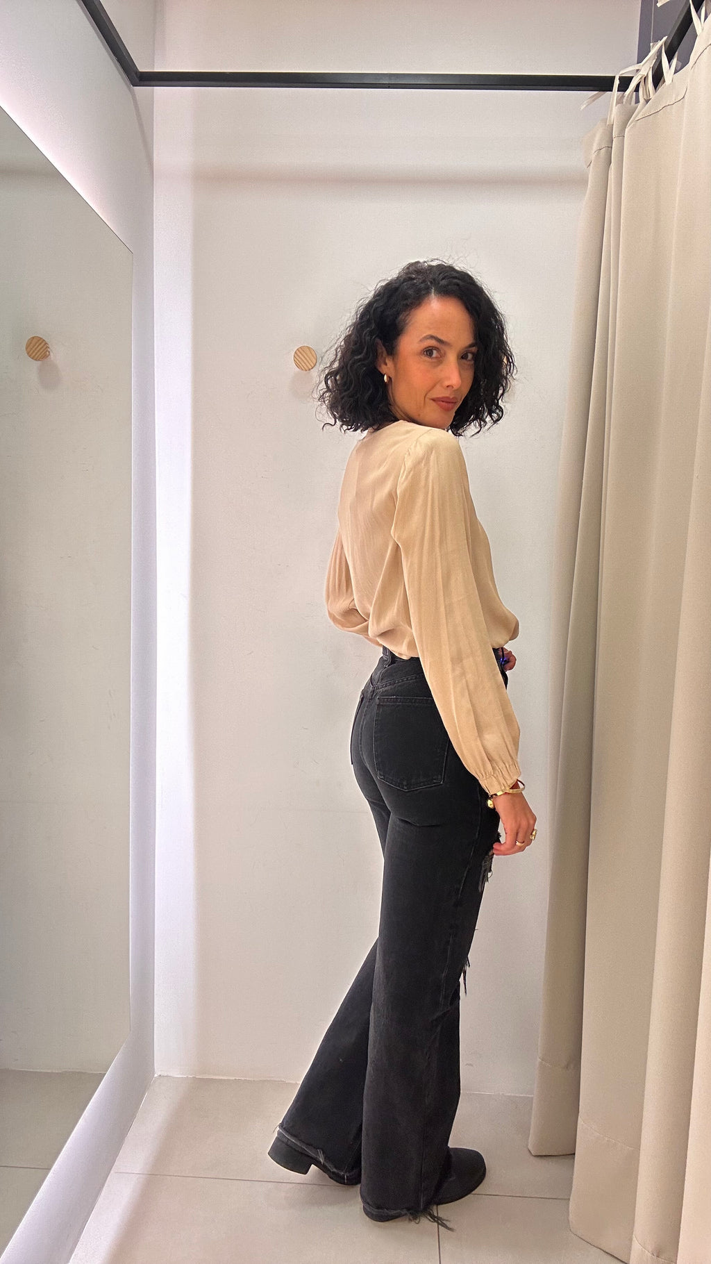 Calça Jeans Wide Leg Preta Zara