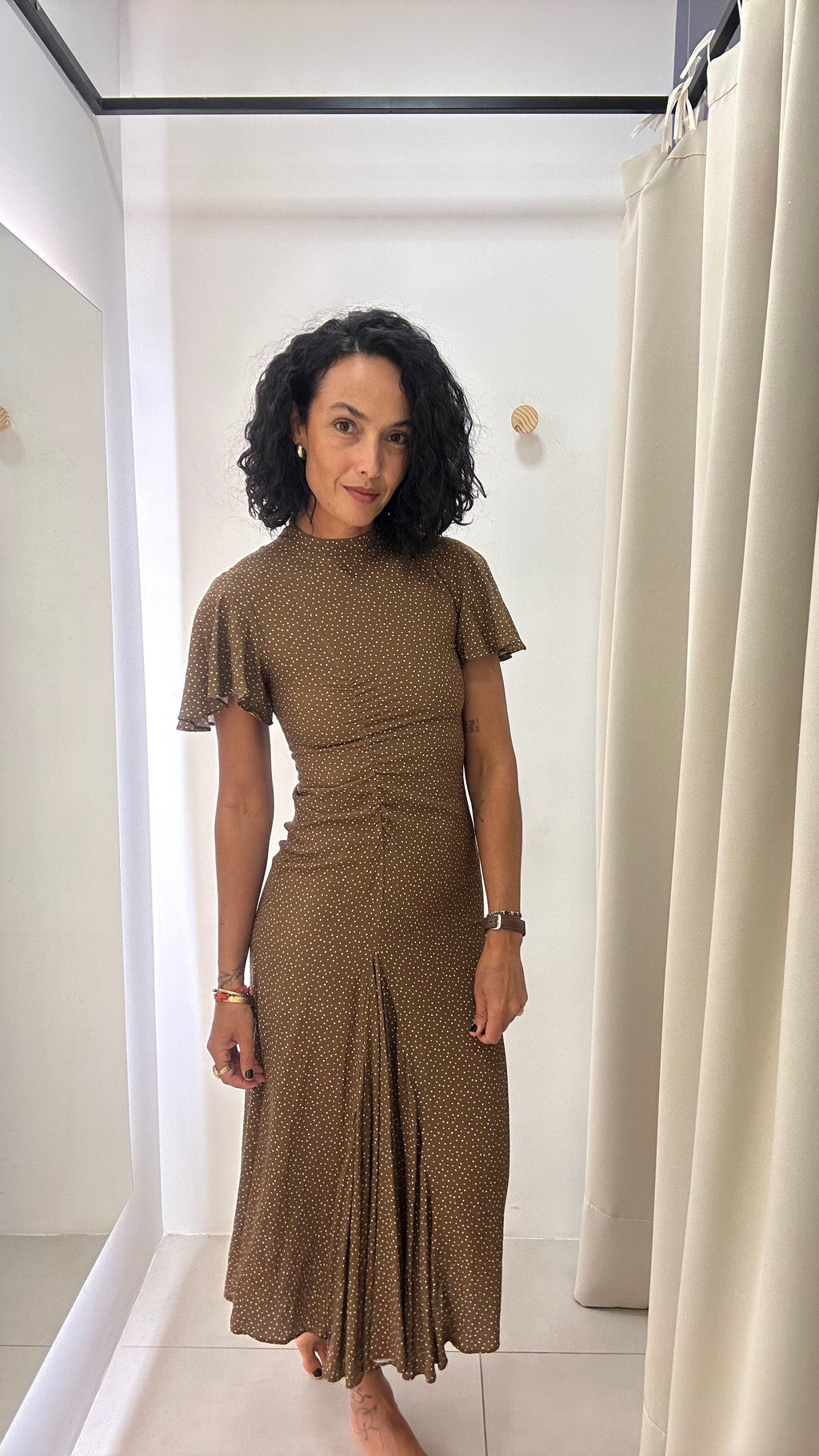 Vestido Poá Marrom