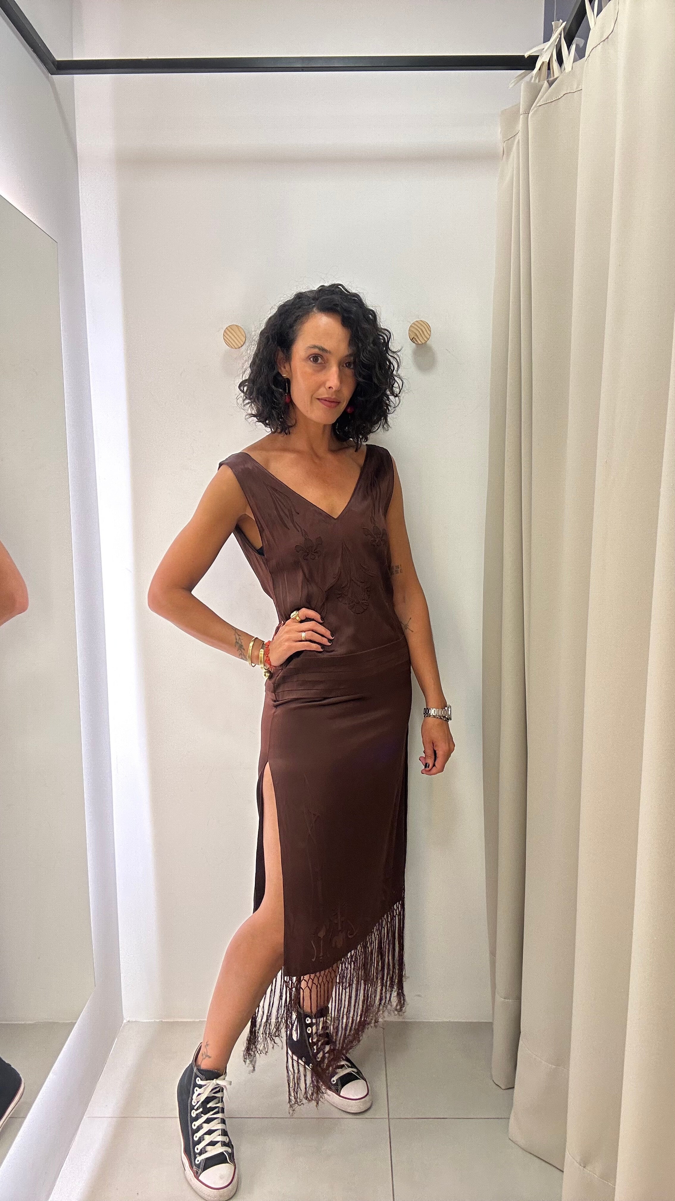 Vestido com Franjas Zara