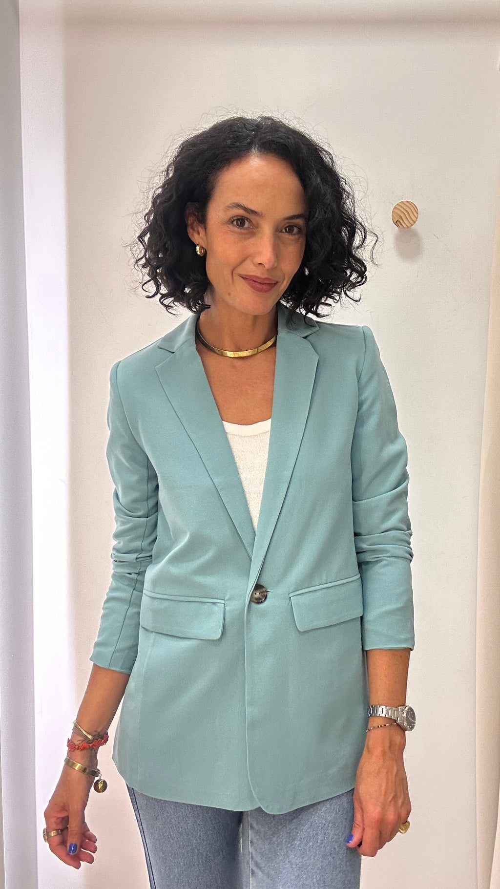 Blazer Alongado Azul Claro