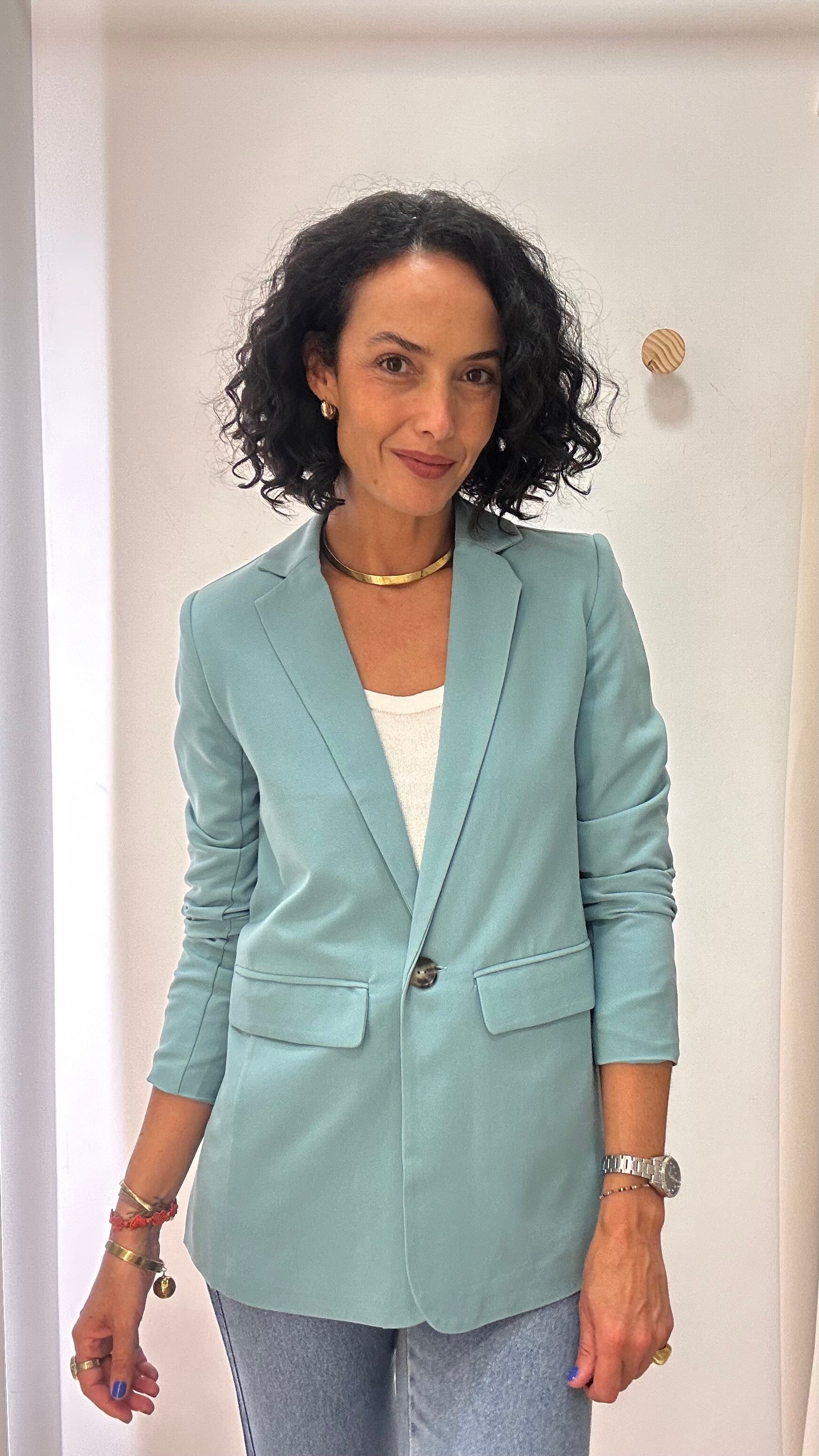 Blazer Alongado Azul Claro