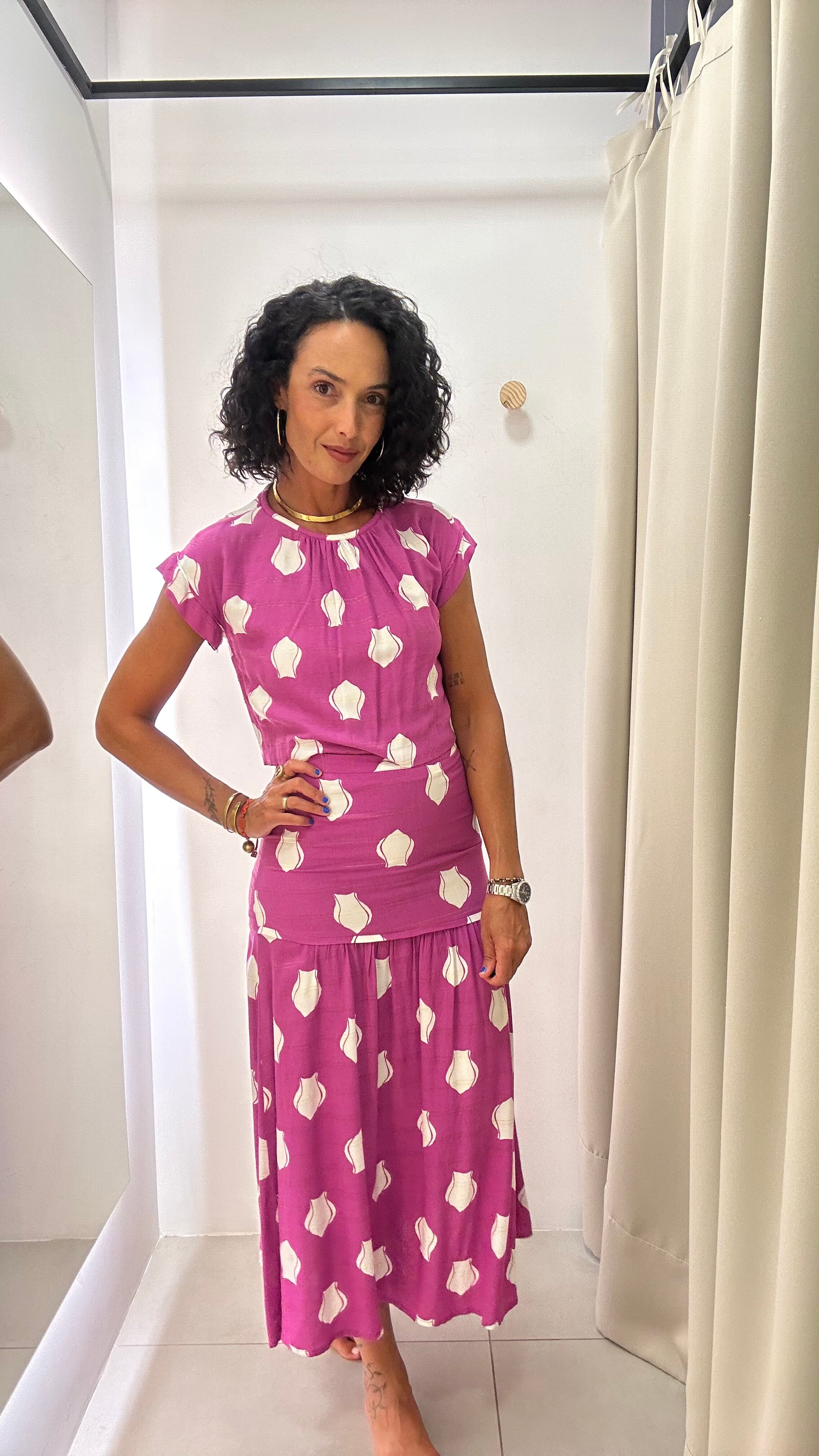 Conjunto Rosa Estampado Maria Filó