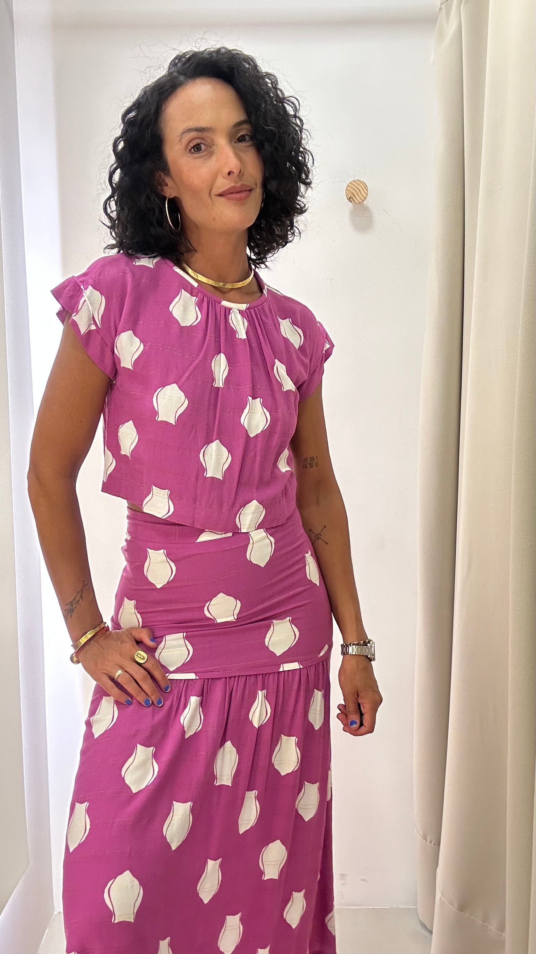 Conjunto Rosa Estampado Maria Filó