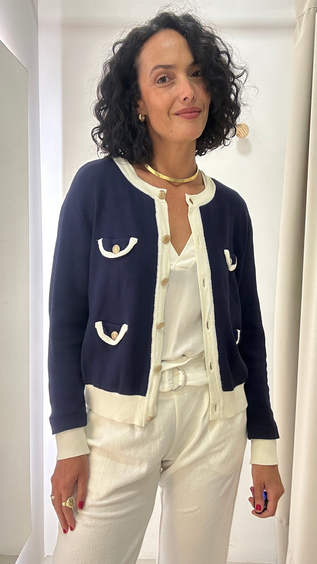 Casaquinho Marinho tricot Iorane