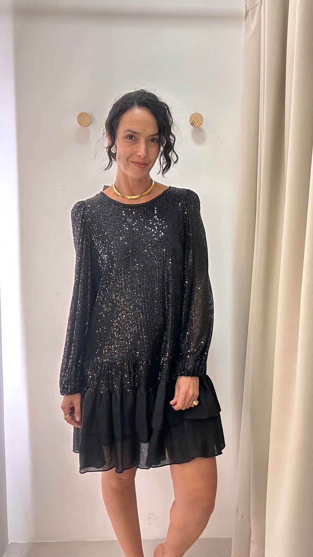 Vestido de Festa Paetê Preto