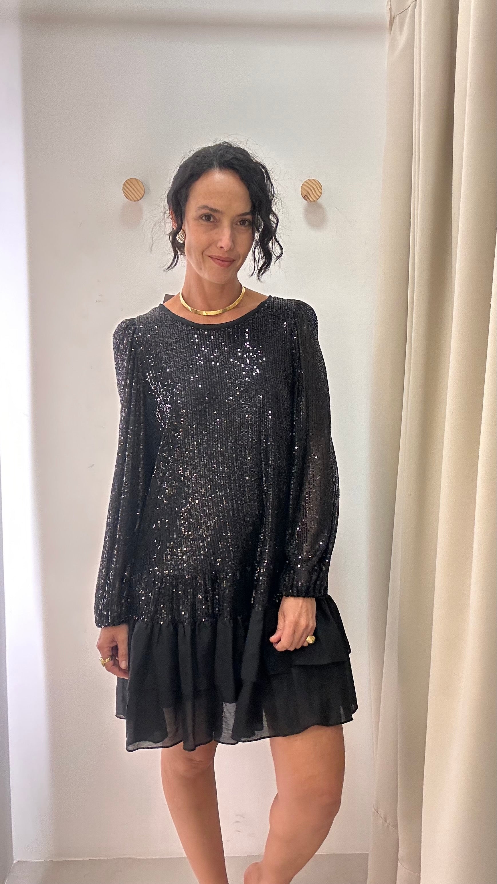 Vestido de Festa Paetê Preto