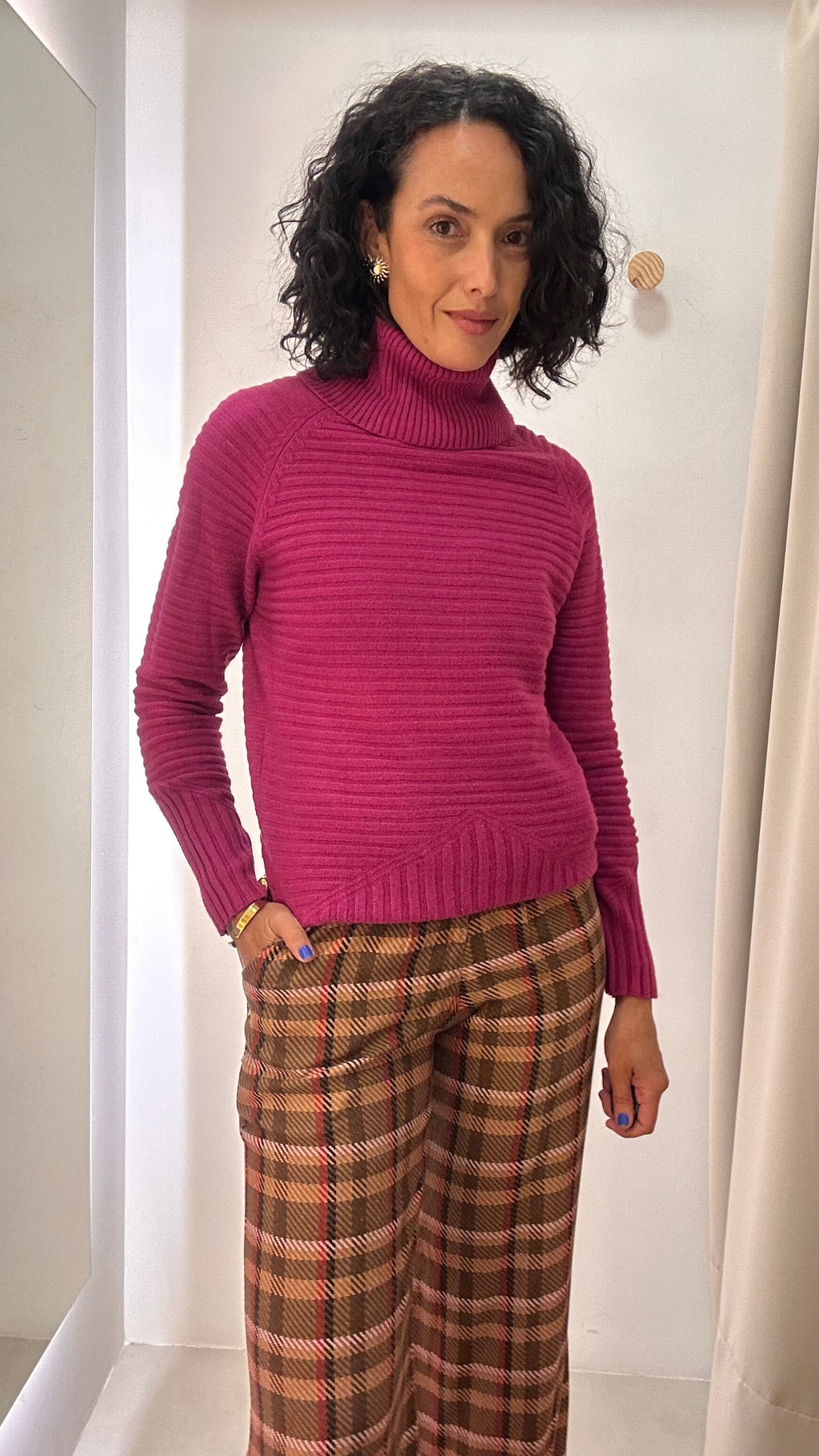 Suéter Tricot Rosa Fucsia