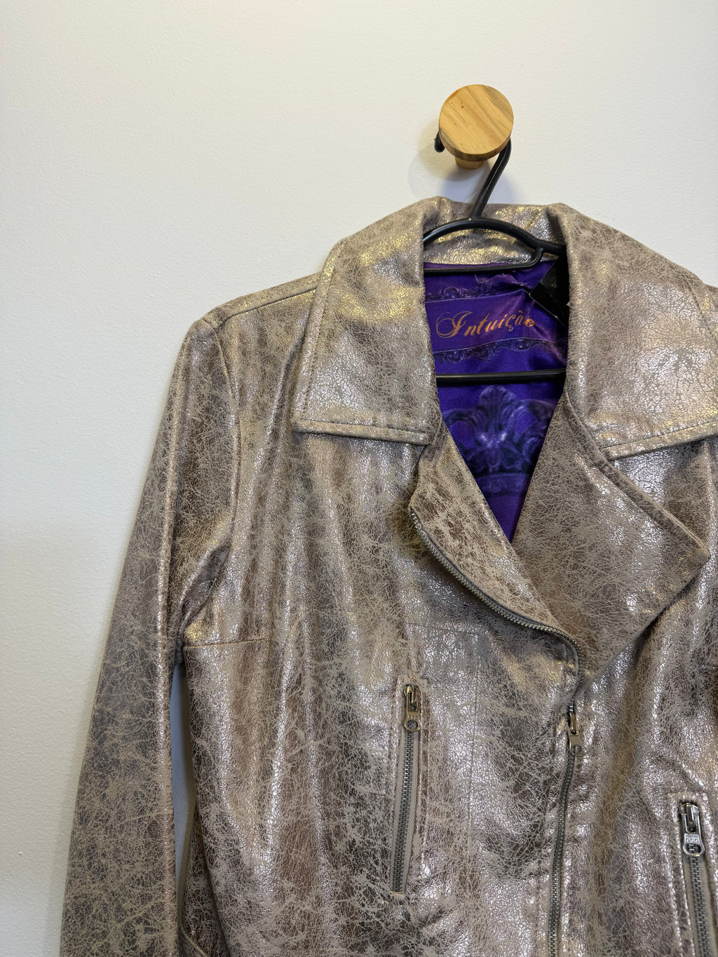 Jaqueta Biker Dourada