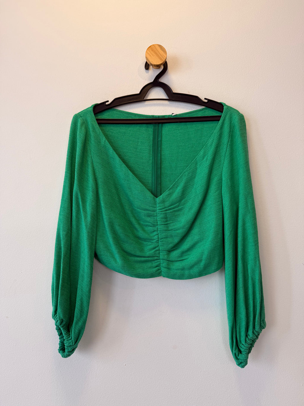 Cropped Verde Manga Bufante
