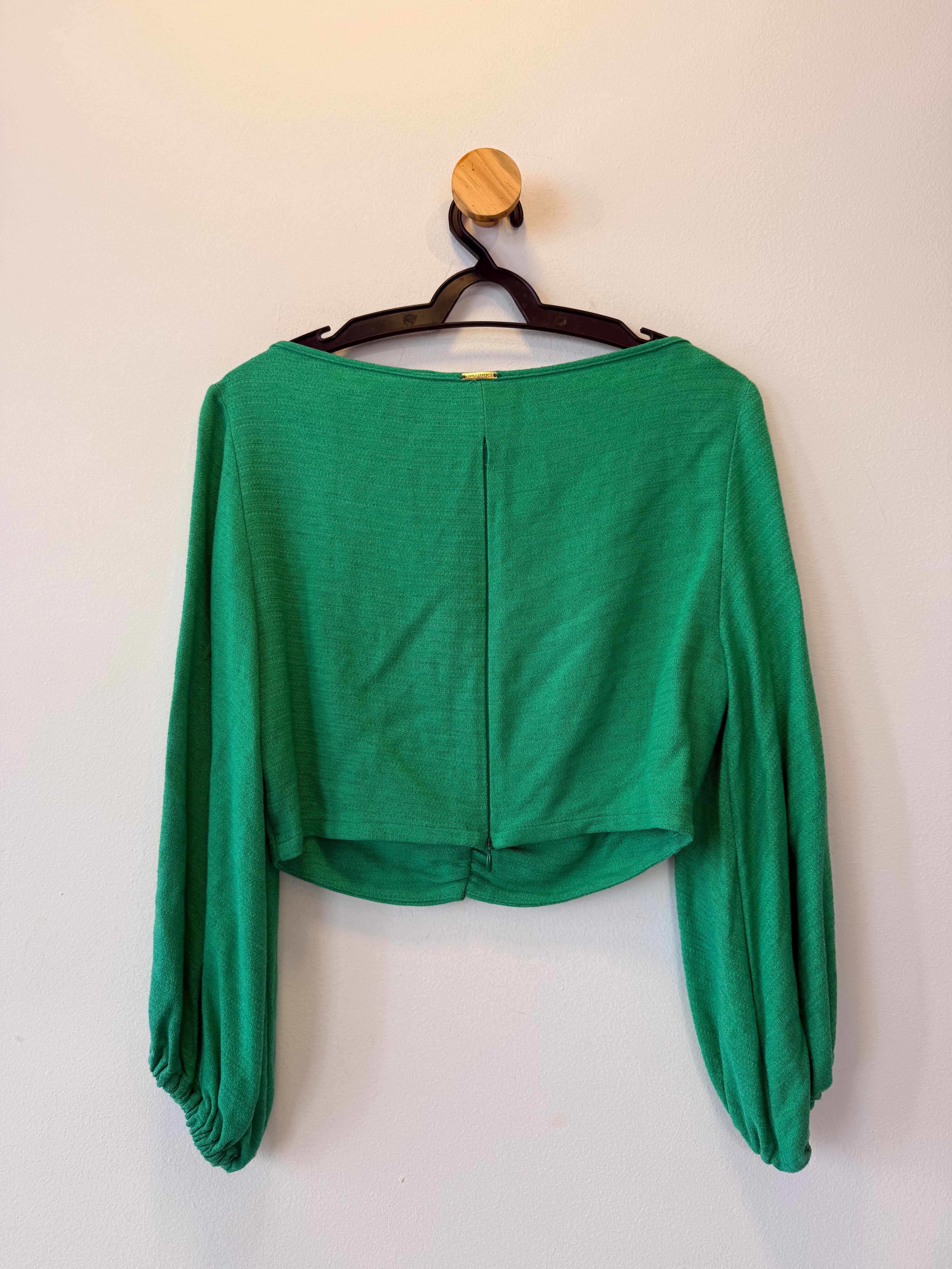 Cropped Verde Manga Bufante