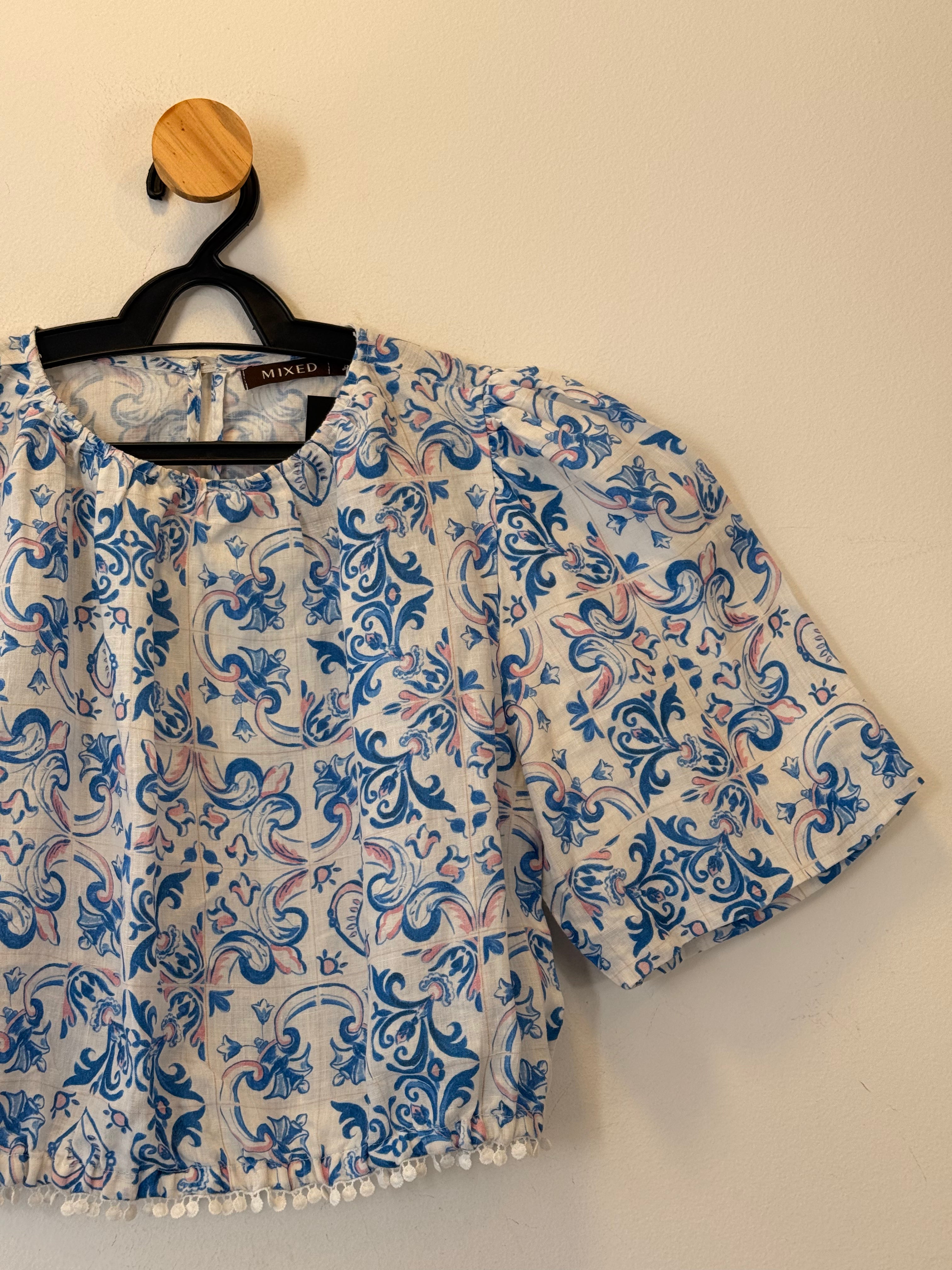 Blusa Cropped Estampada Mixed