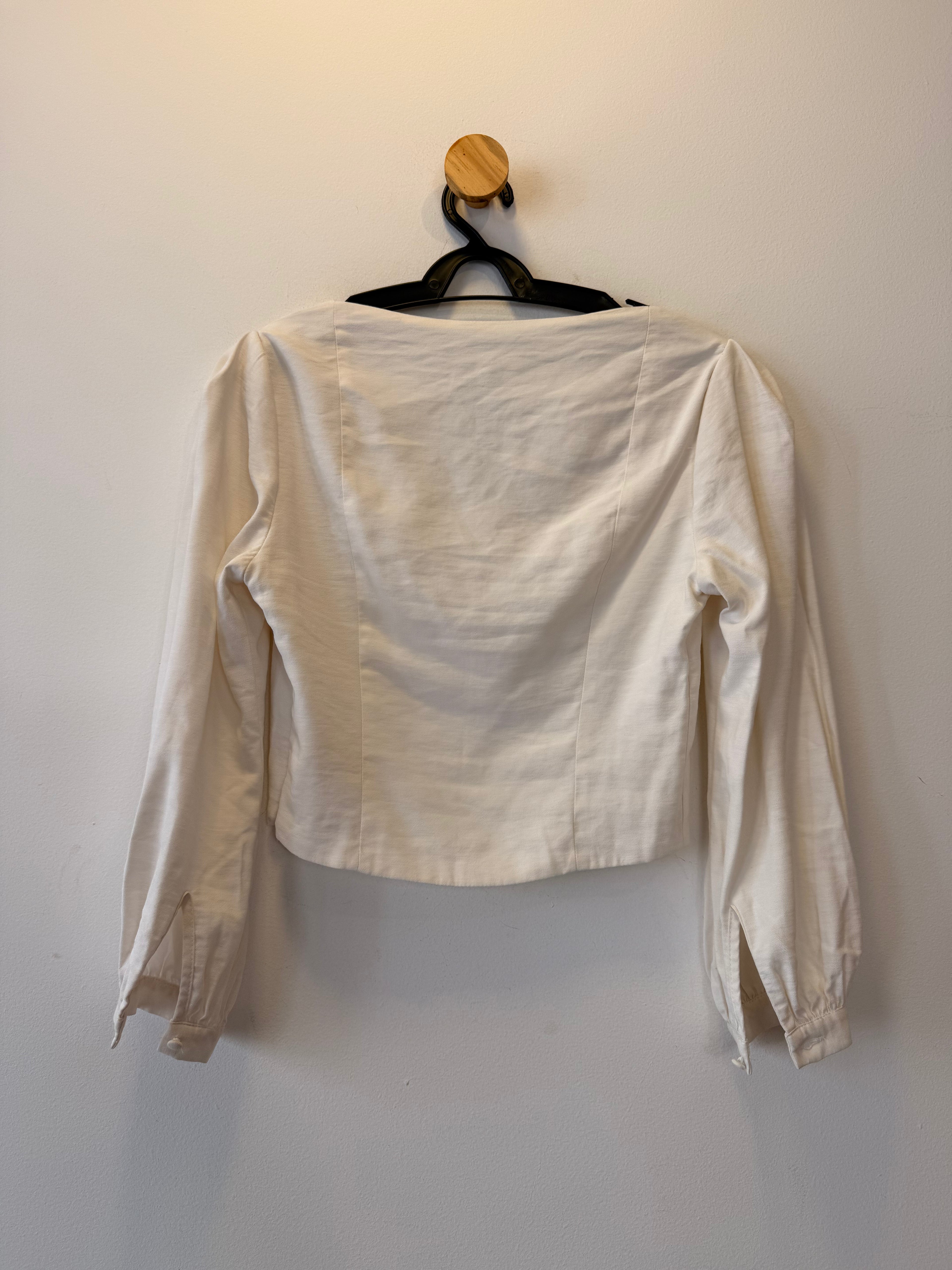 Cropped Branco Manga Longa Shoulder