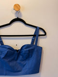 Cropped Azul Couro Legítimo Fran Deon