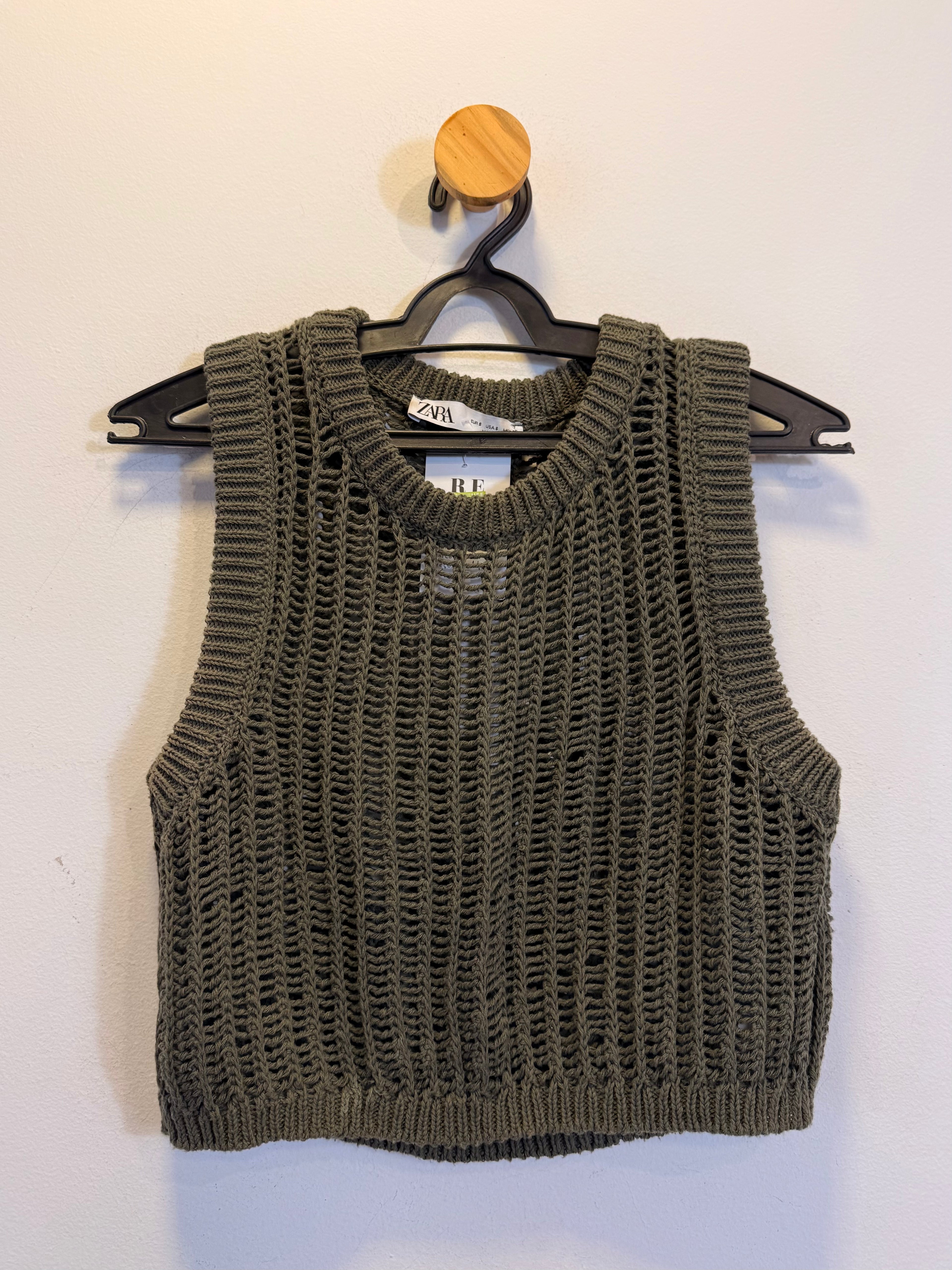 Blusa Tricot Verde Militar Zara