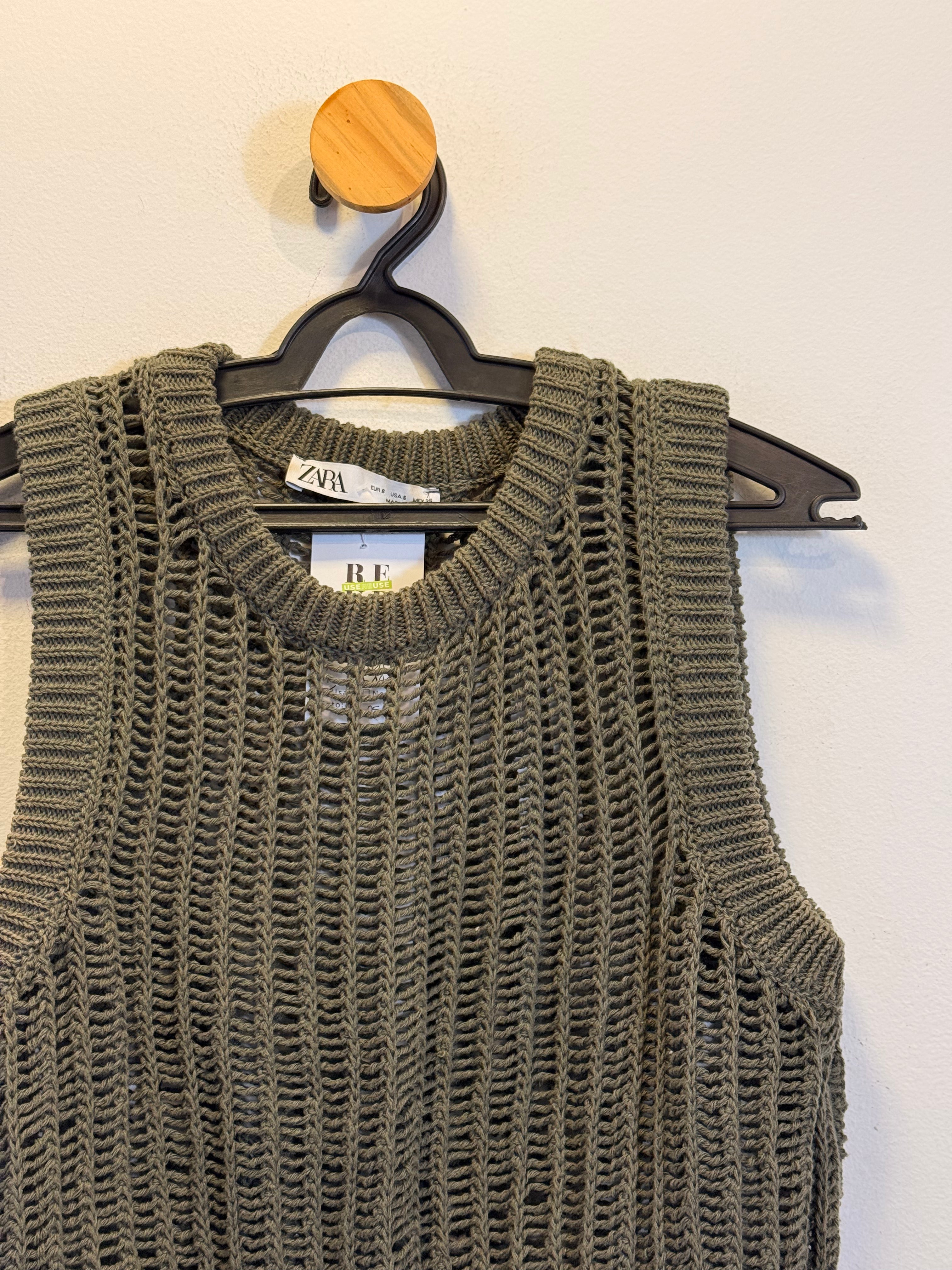 Blusa Tricot Verde Militar Zara