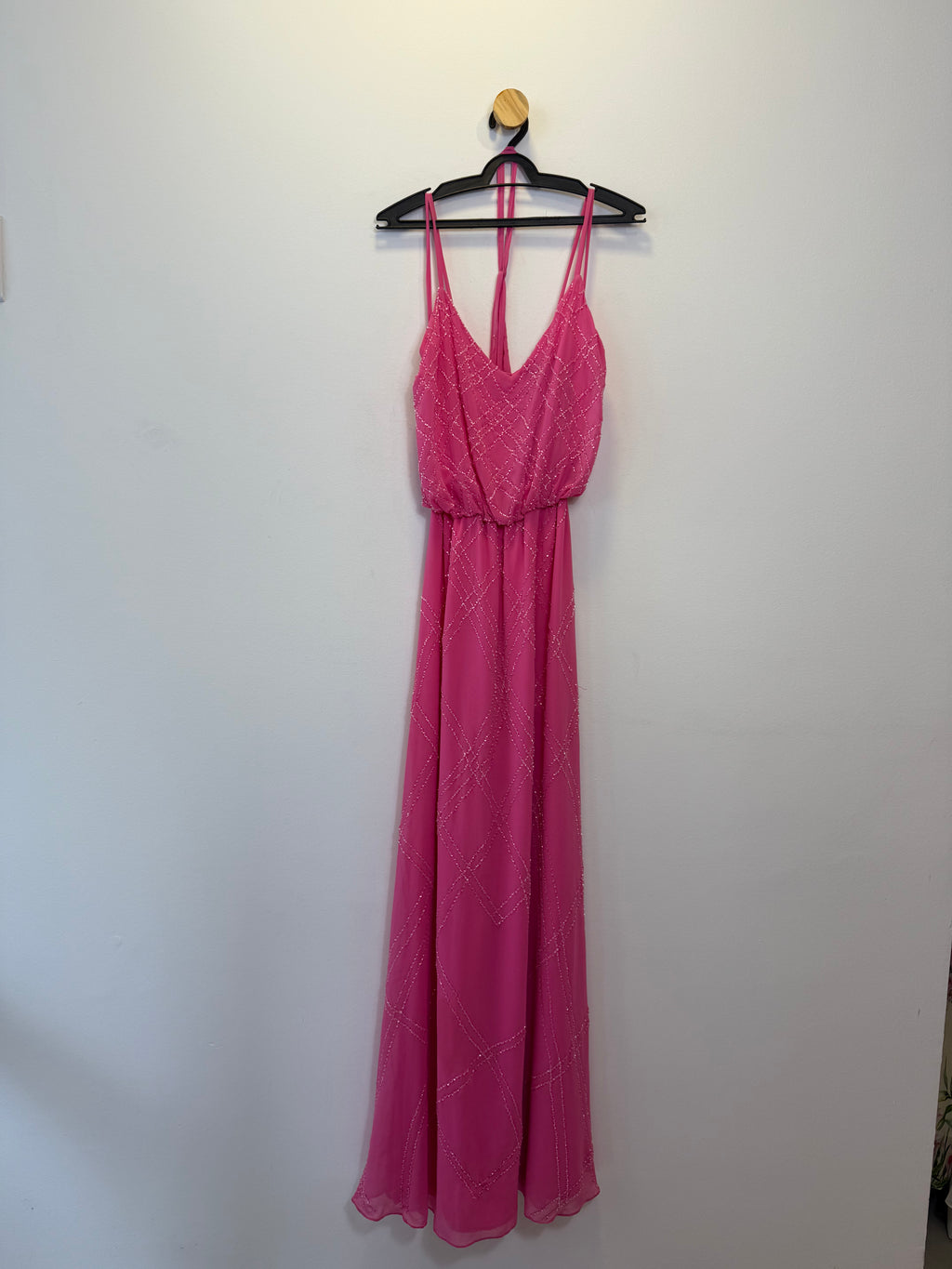 Vestido de Festa Longo Fluido Rosa Bordado