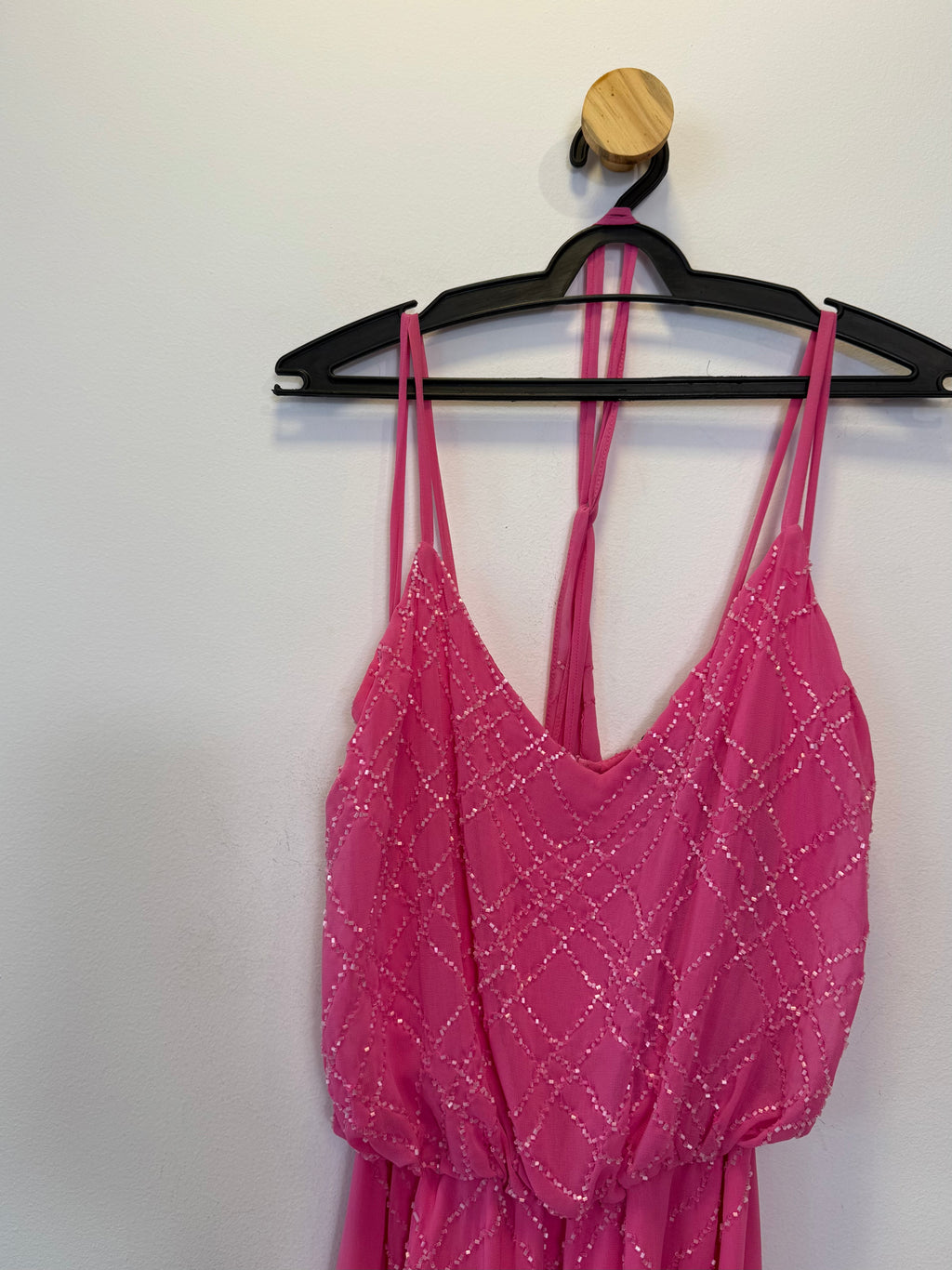 Vestido de Festa Longo Fluido Rosa Bordado