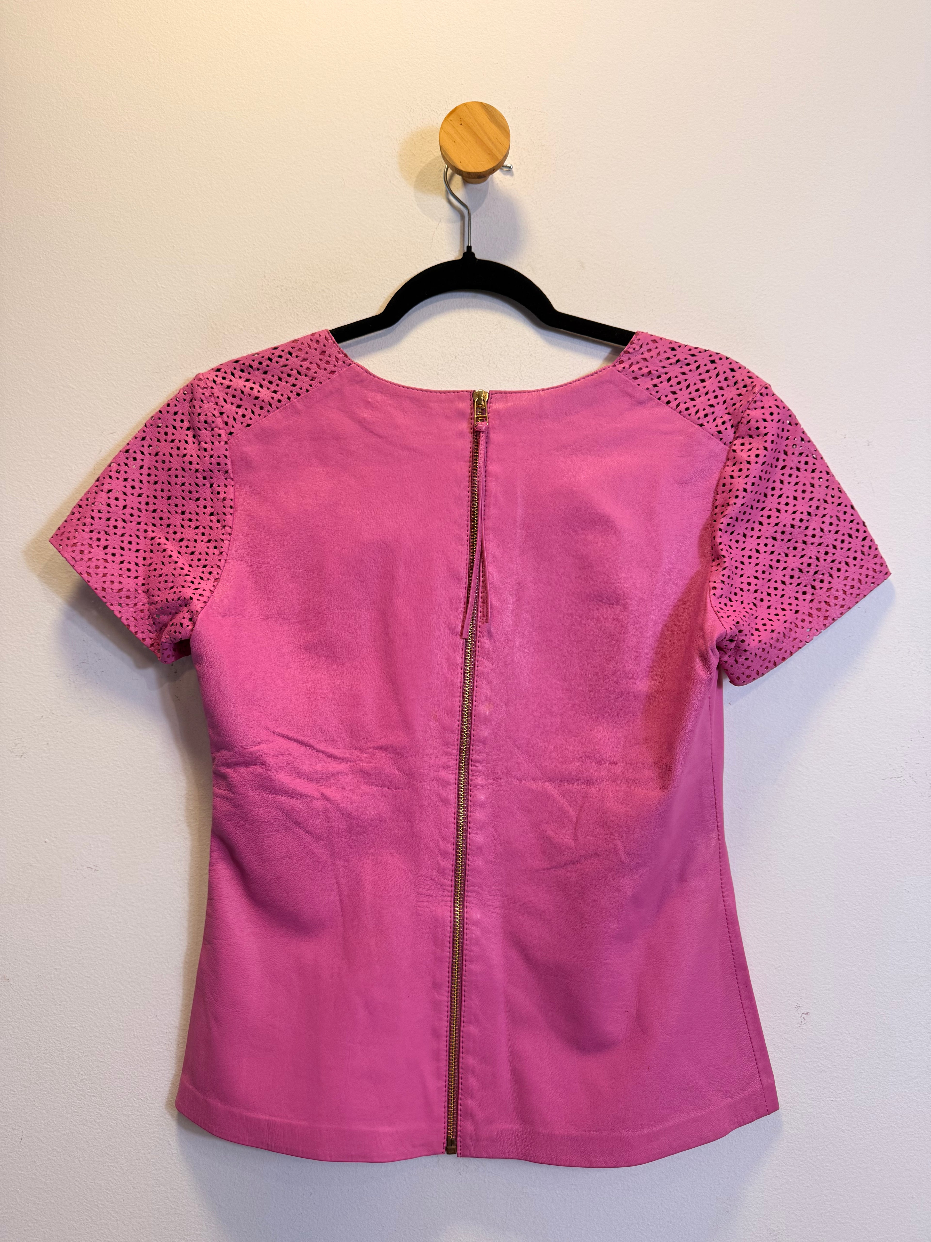 Blusa Rosa Couro