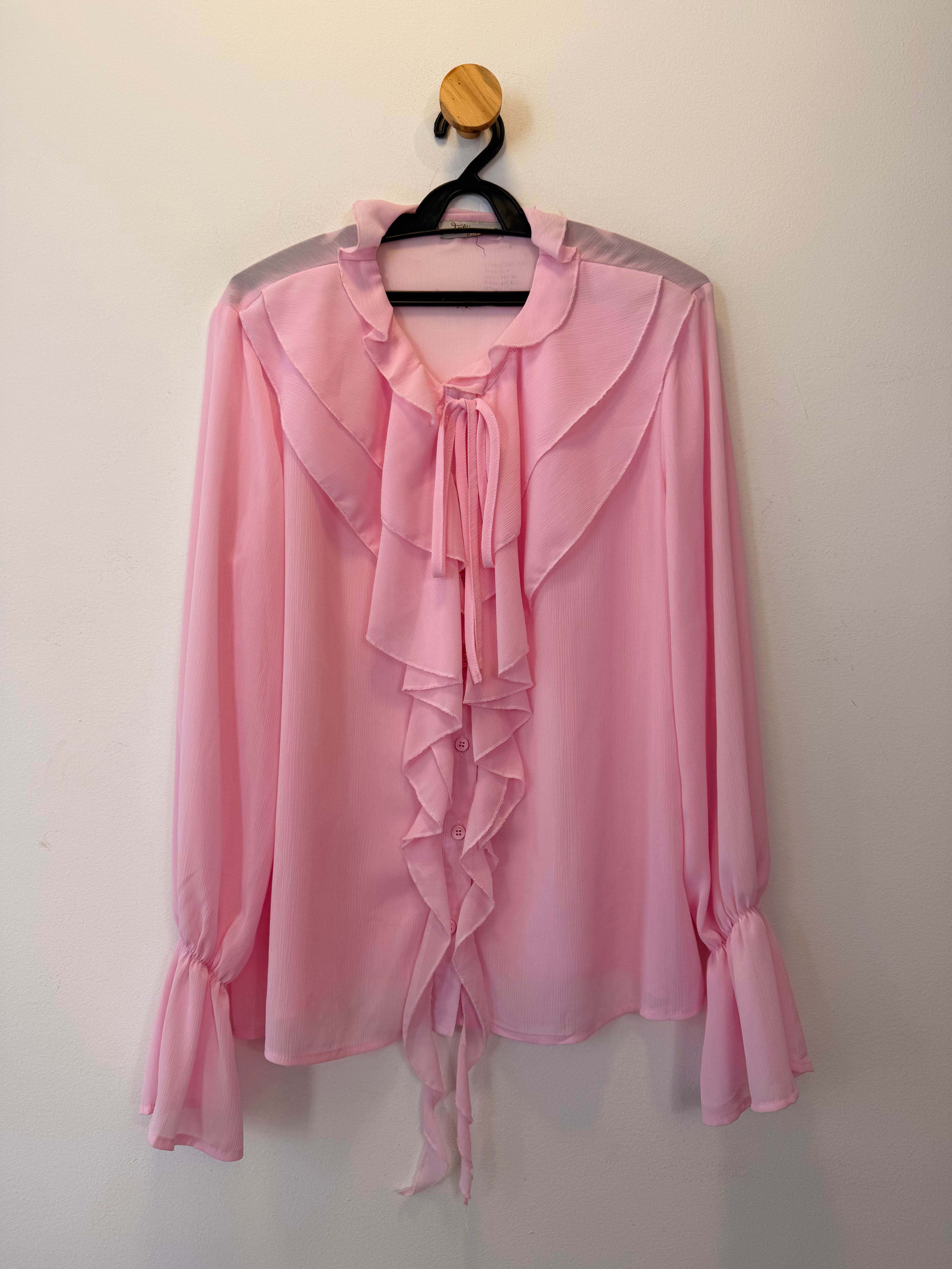 Camisa Rosa Babados