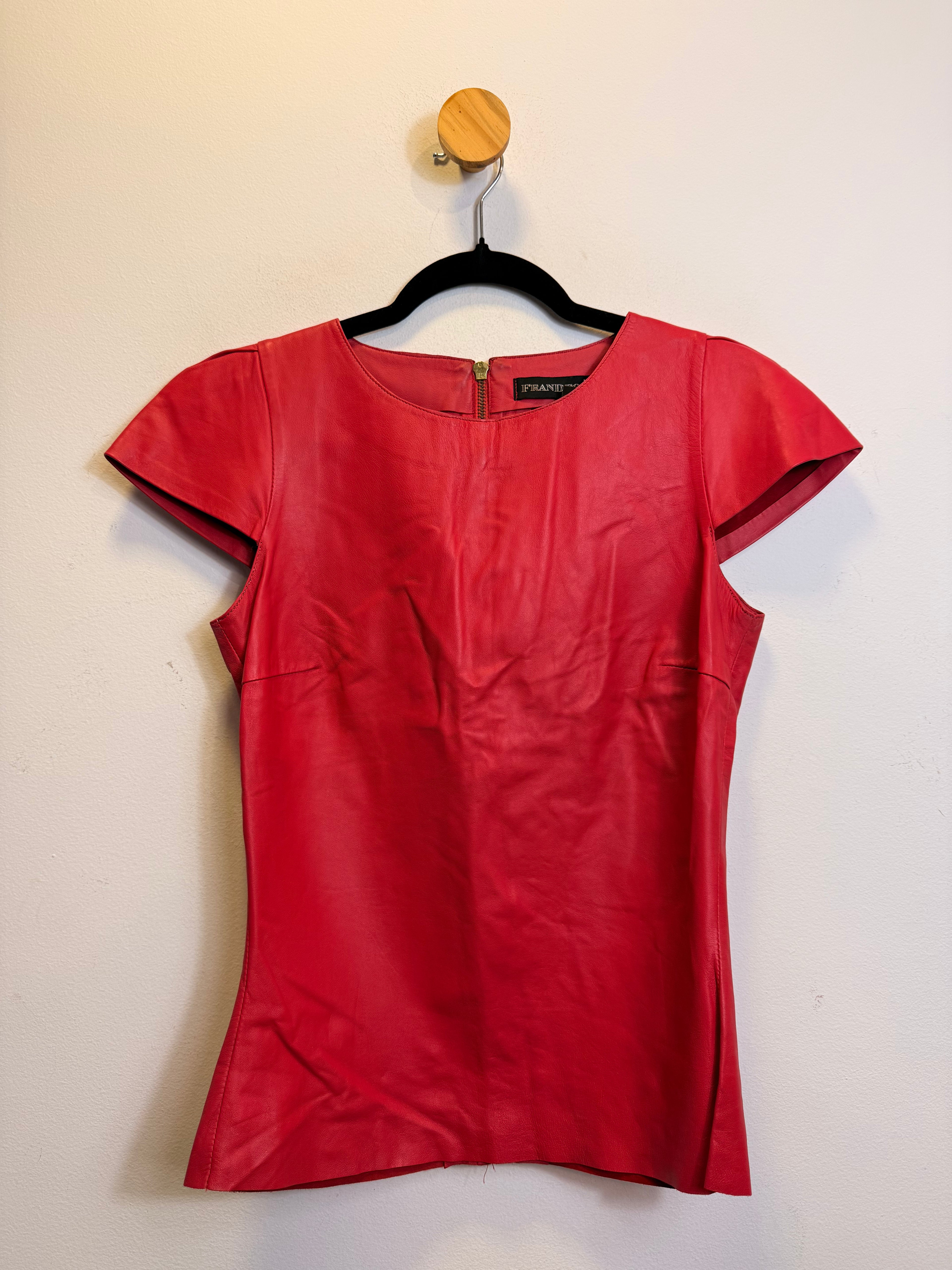 Blusa Vermelha Couro Fran Deon