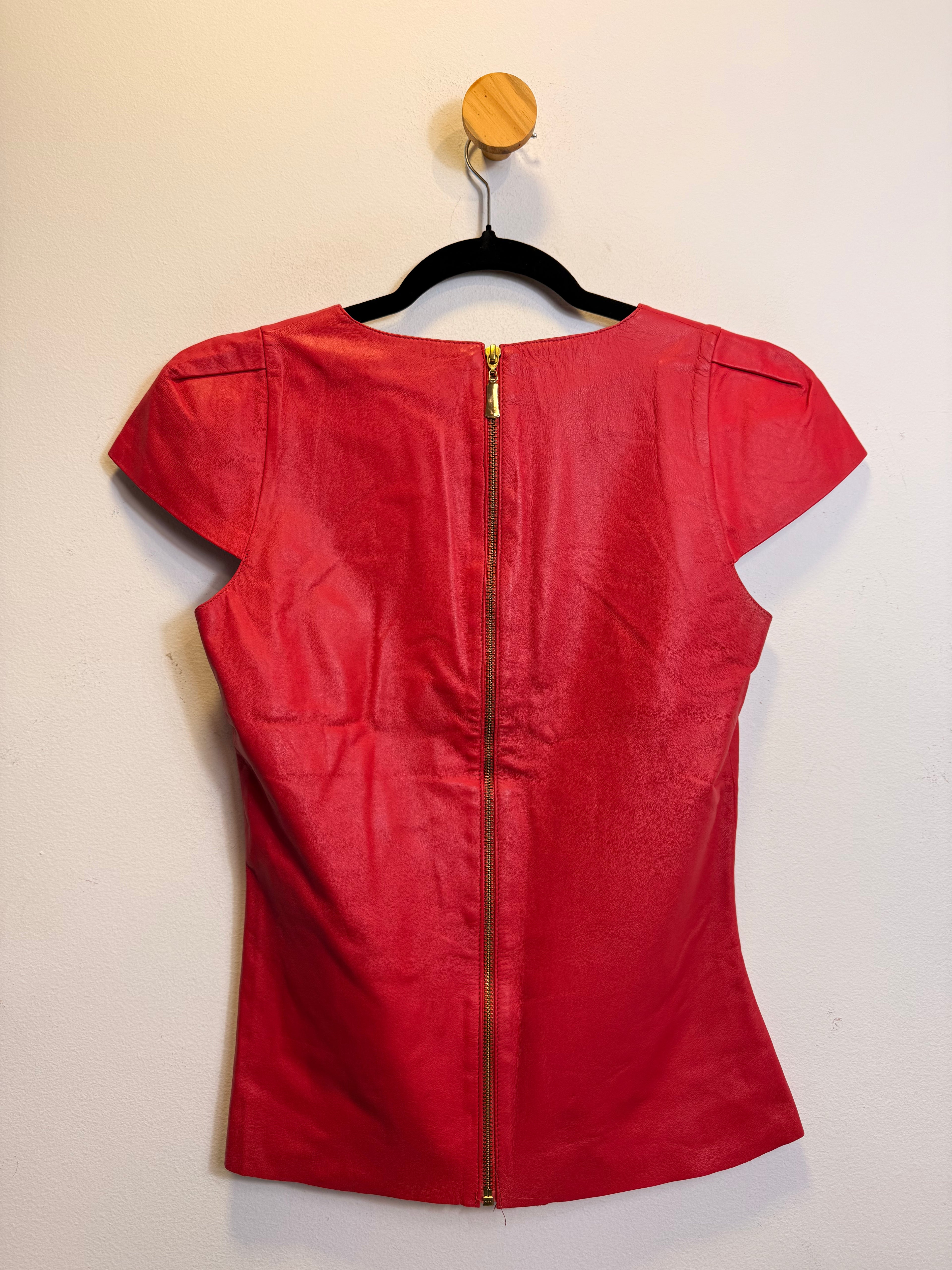 Blusa Vermelha Couro Fran Deon