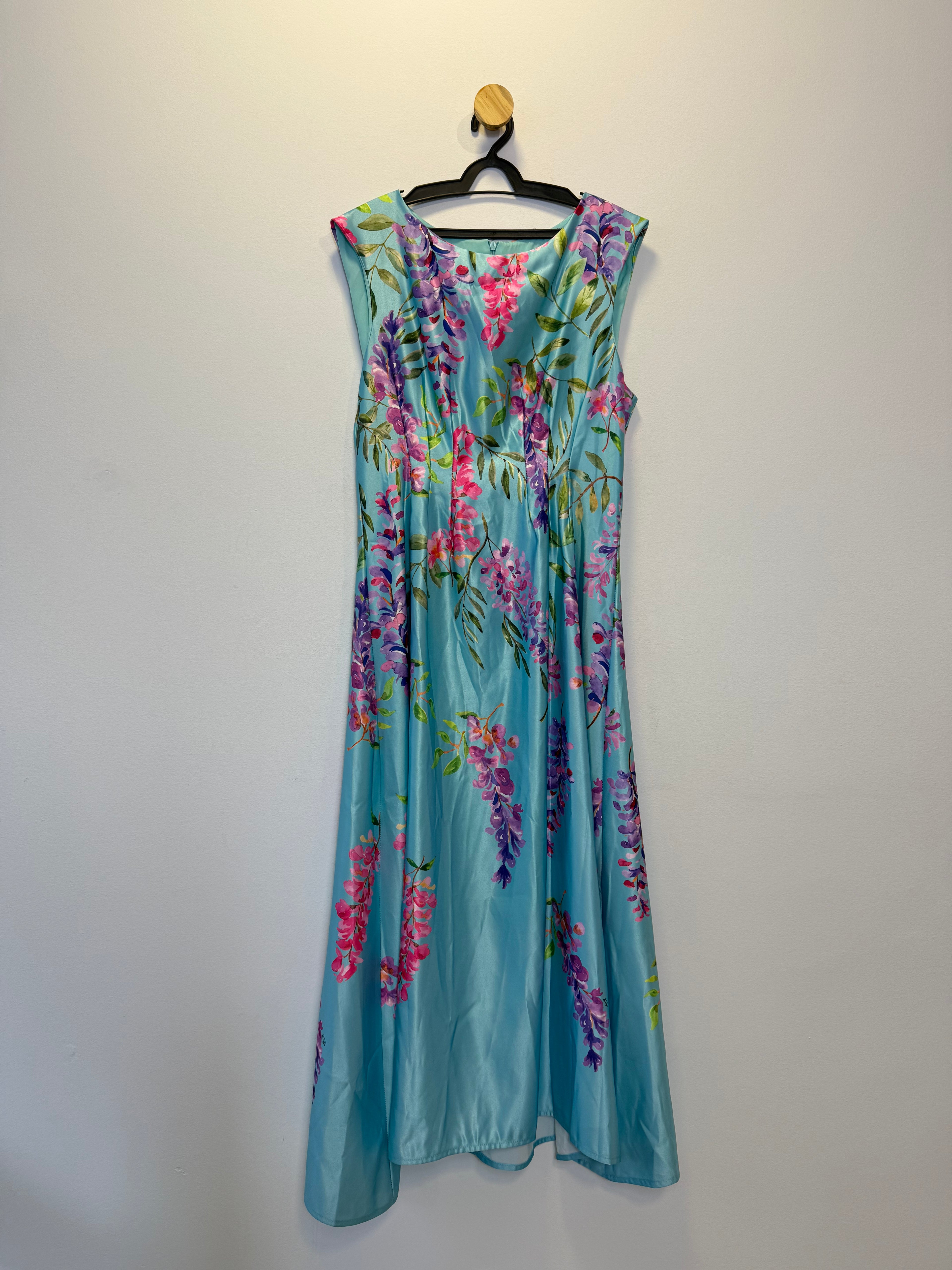 Vestido de Festa Midi Azul Floral