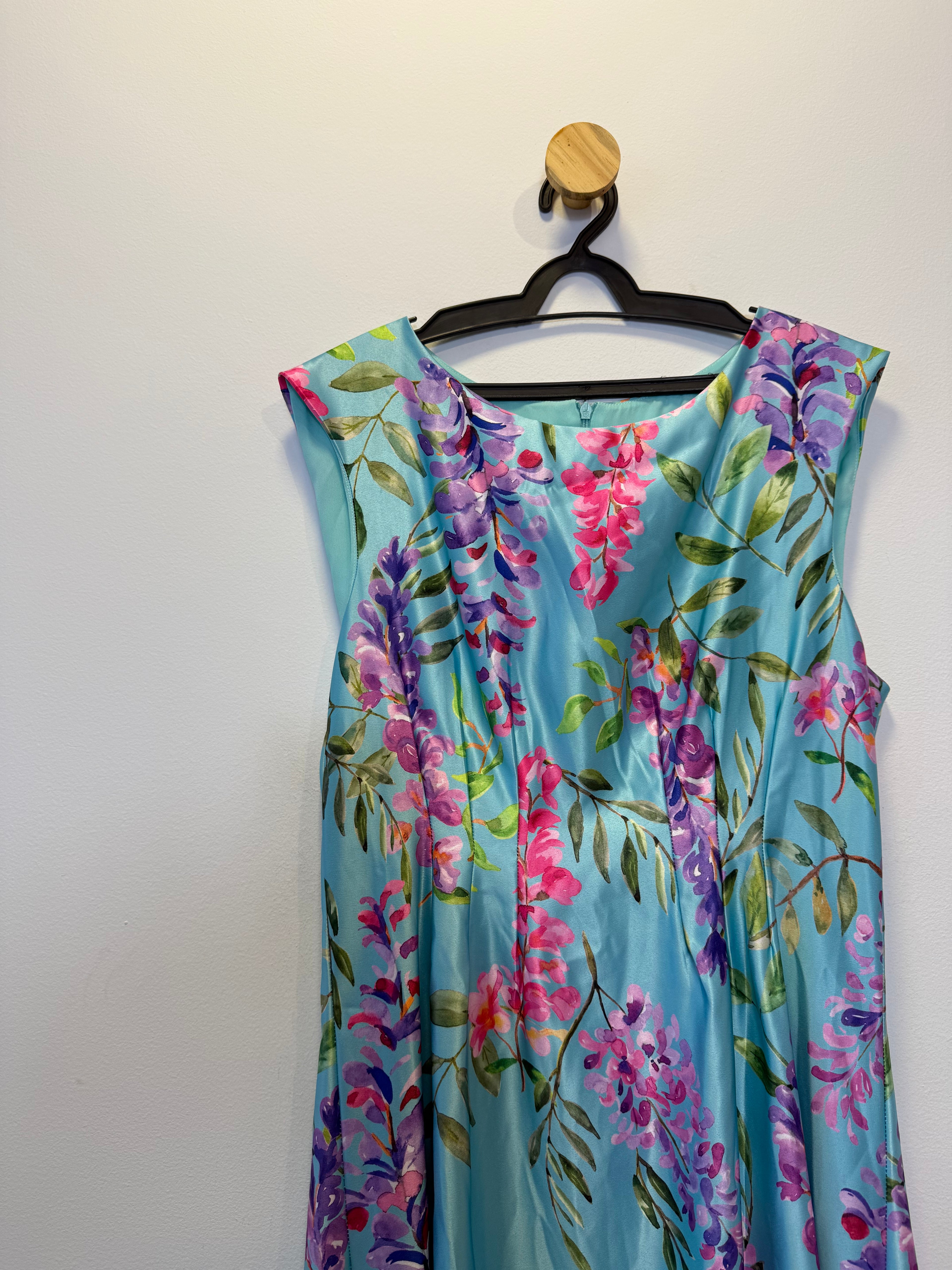 Vestido de Festa Midi Azul Floral
