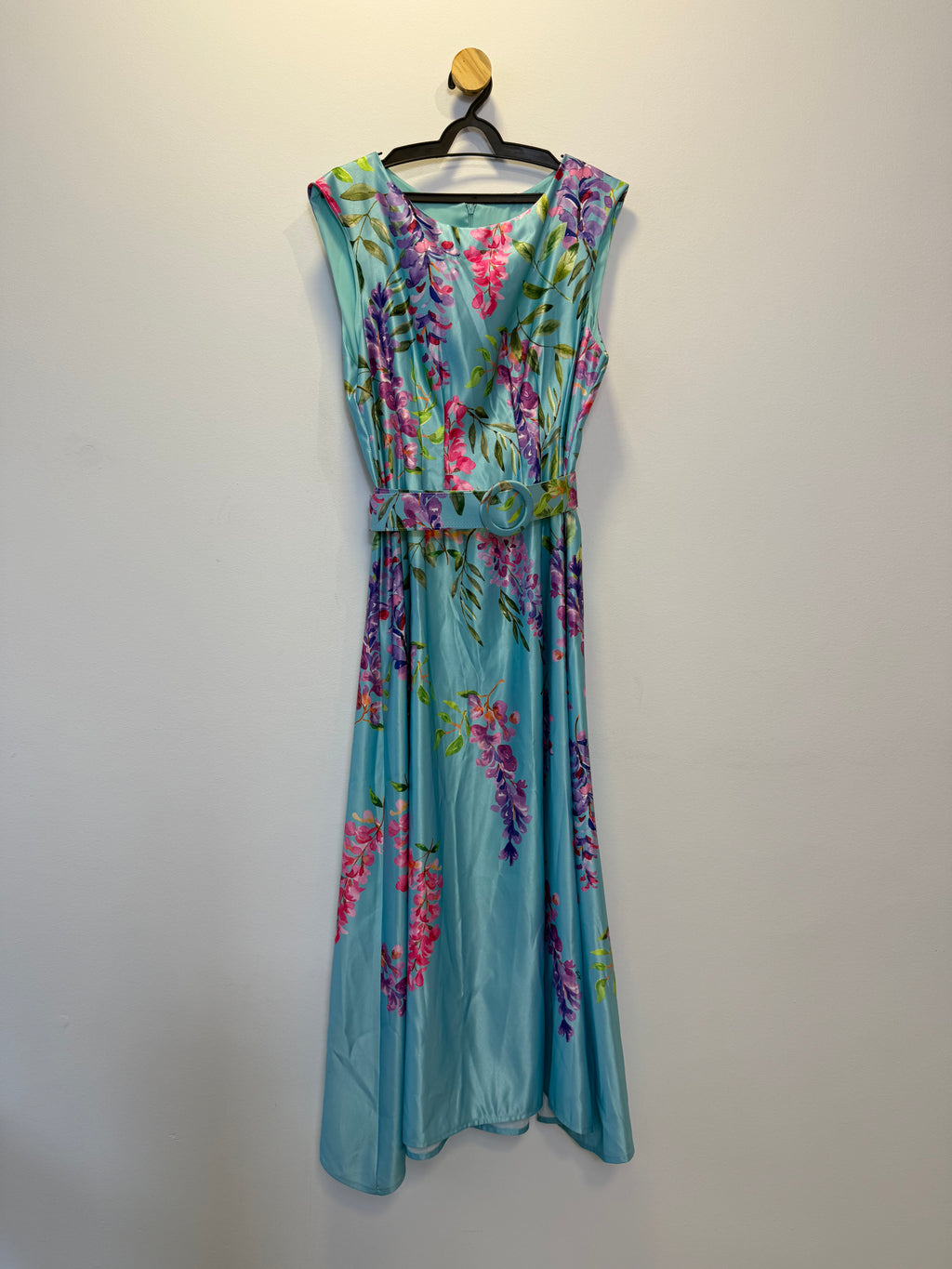Vestido de Festa Midi Azul Floral