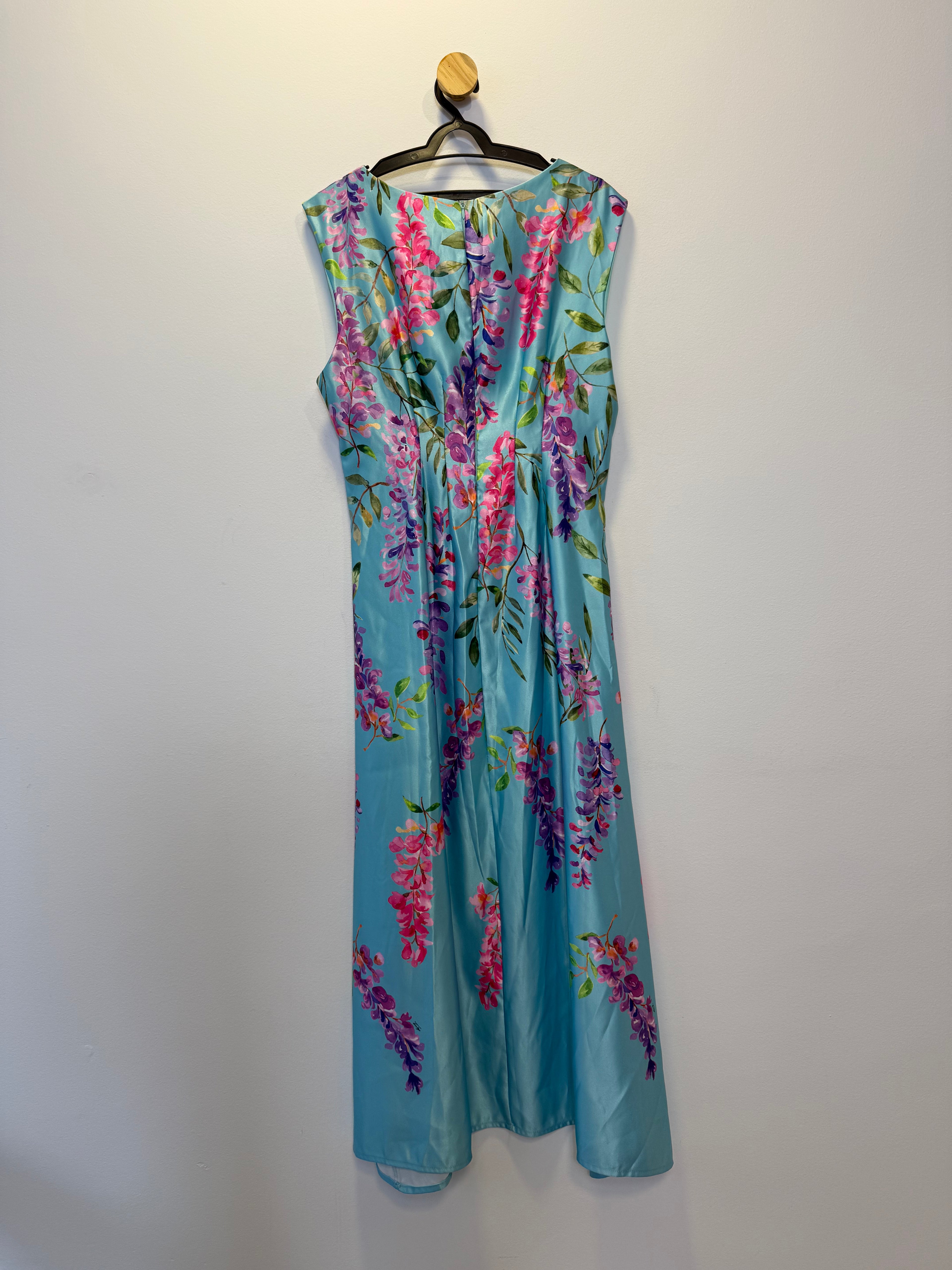 Vestido de Festa Midi Azul Floral