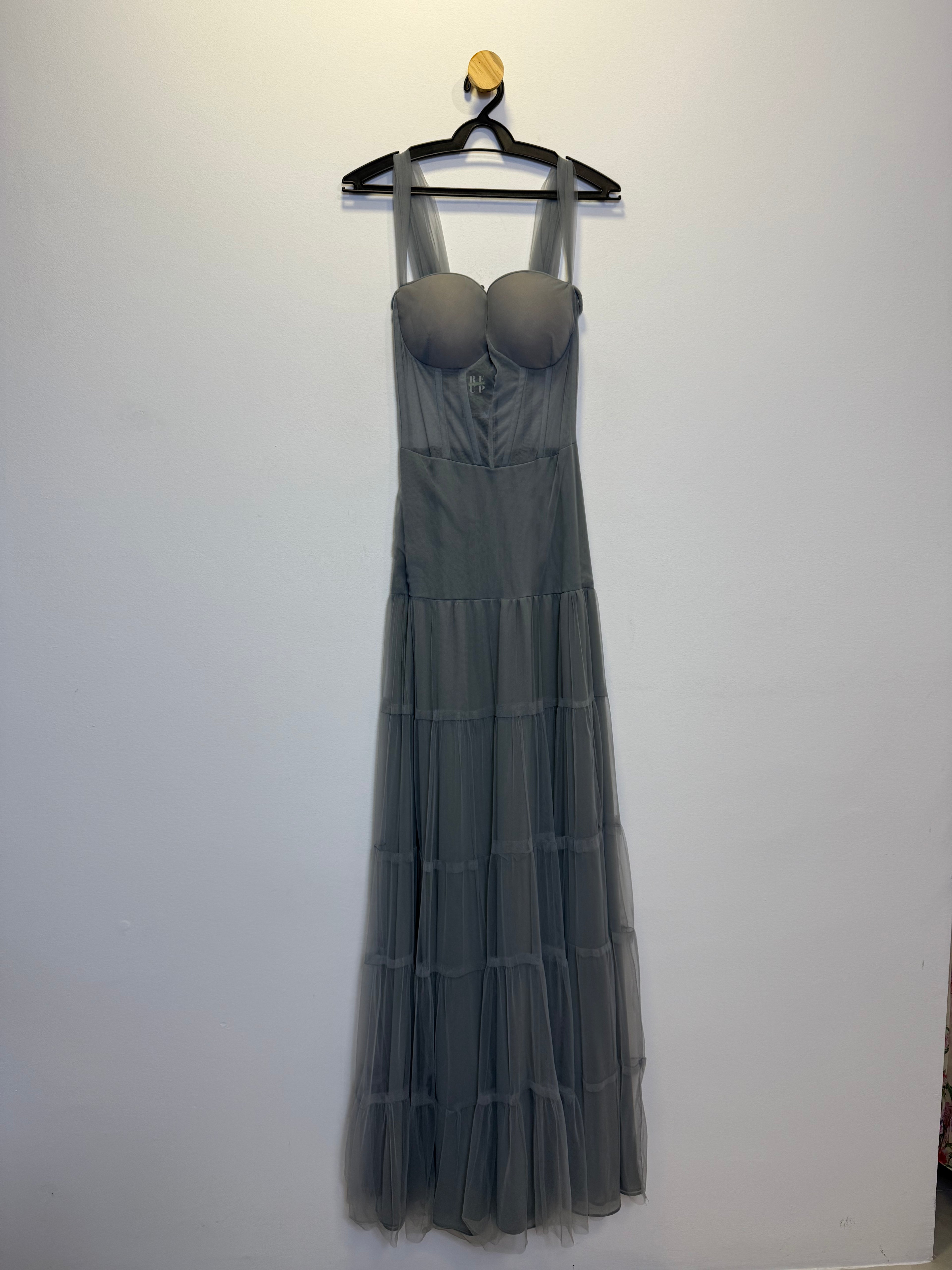 Vestido de Festa Longo Corset Cinza