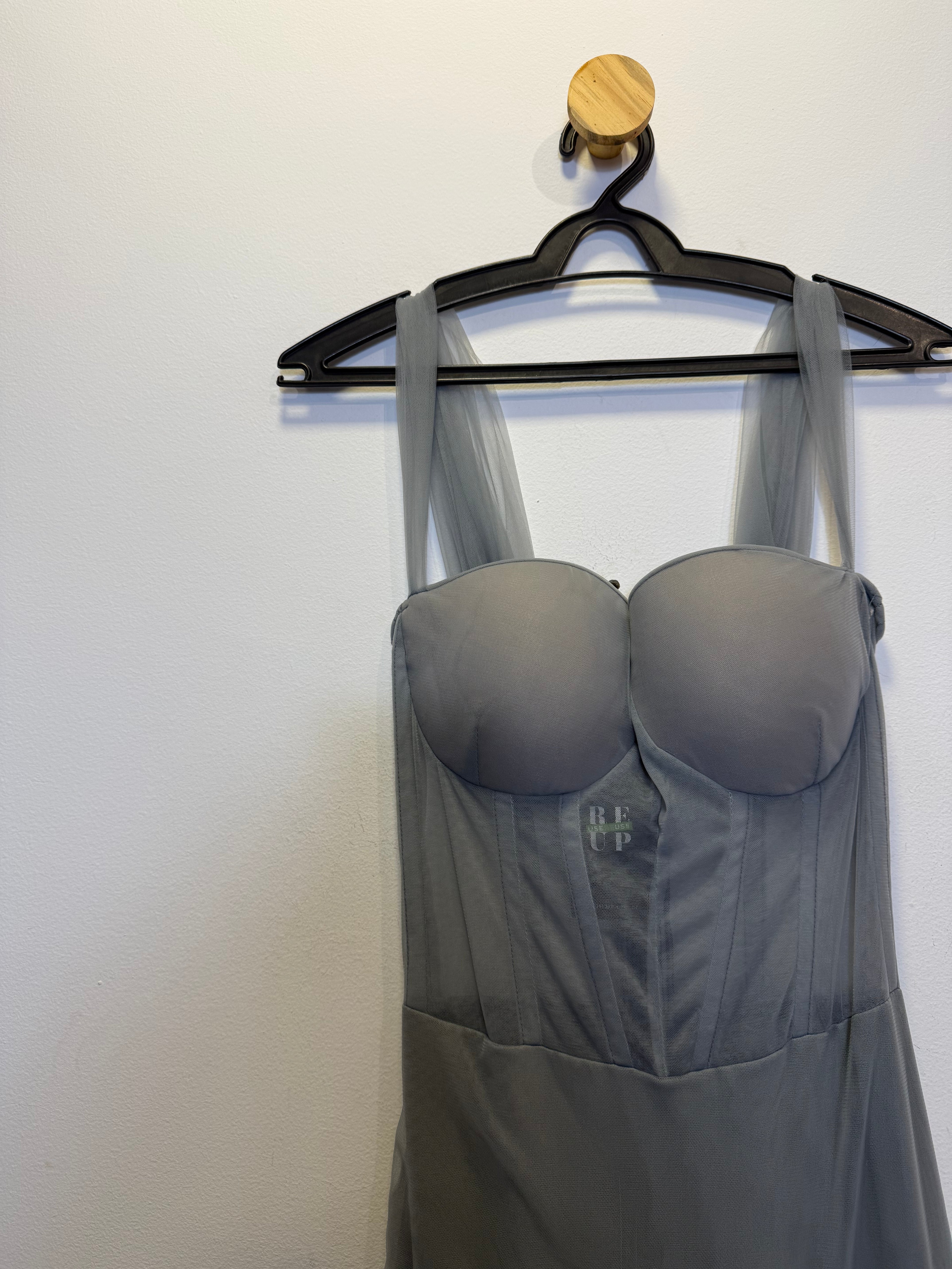 Vestido de Festa Longo Corset Cinza