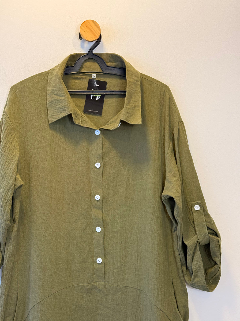 Vestido Botões Frontais Verde