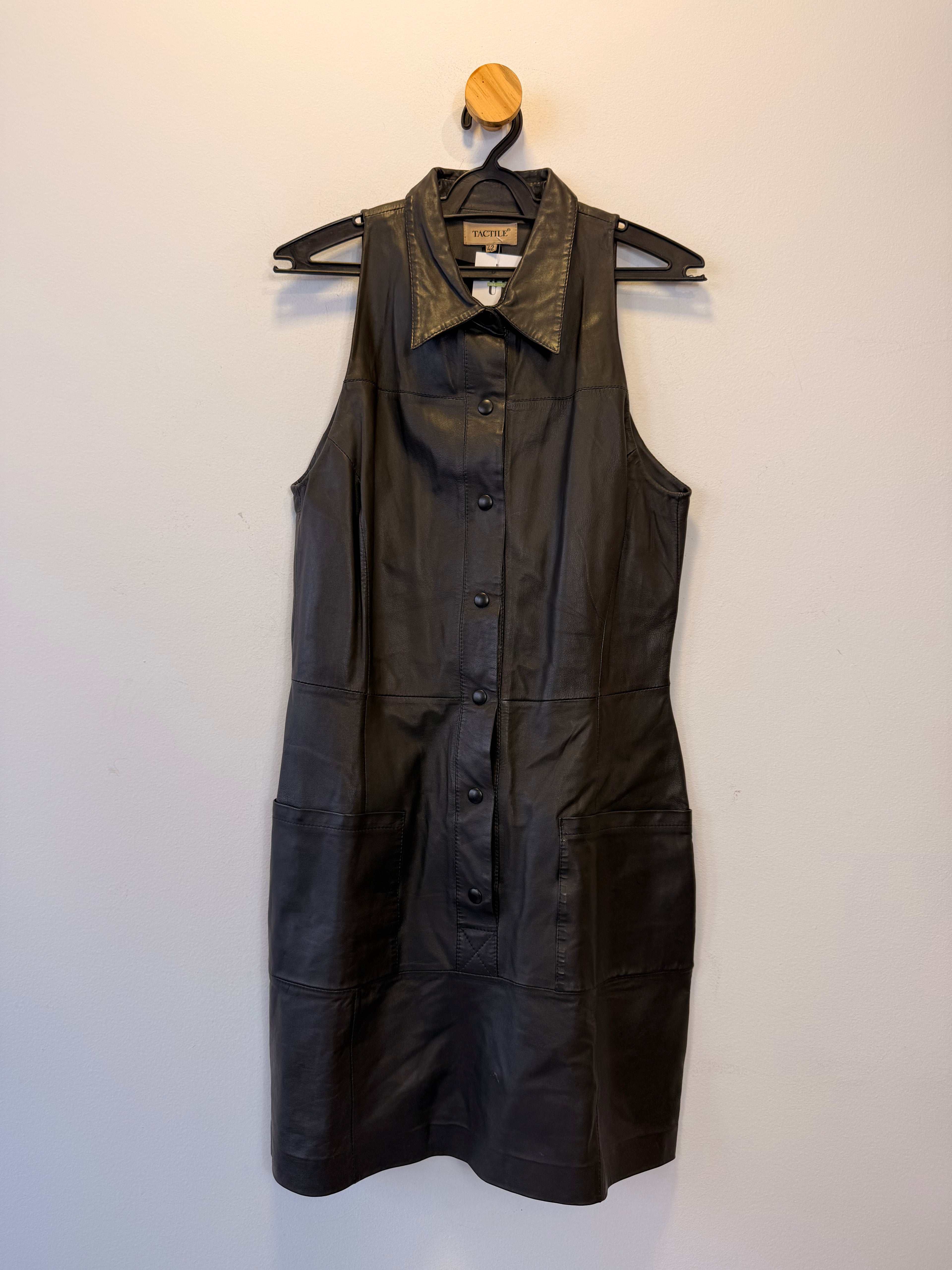 Vestido Preto Couro Tactile