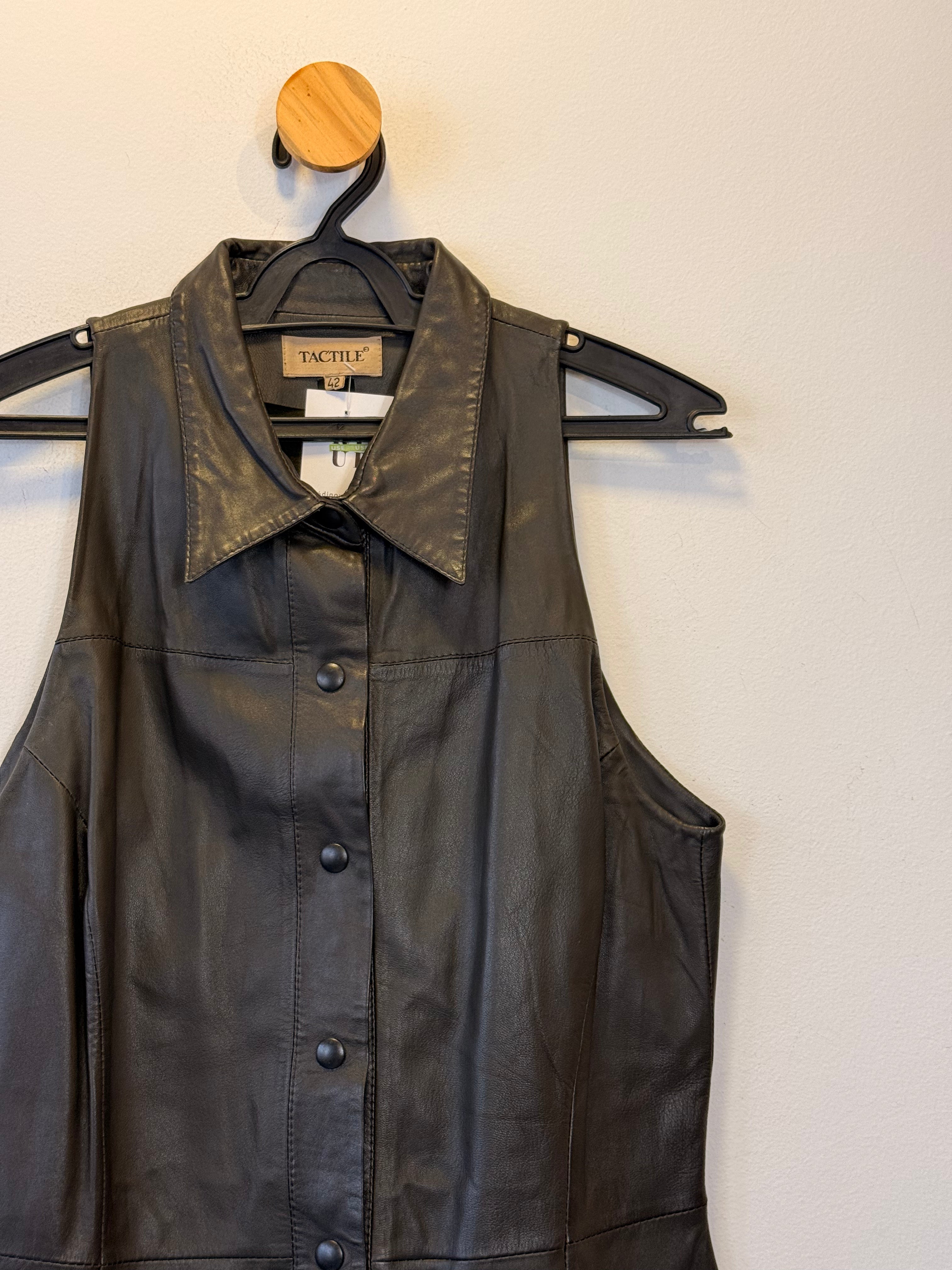 Vestido Preto Couro Tactile