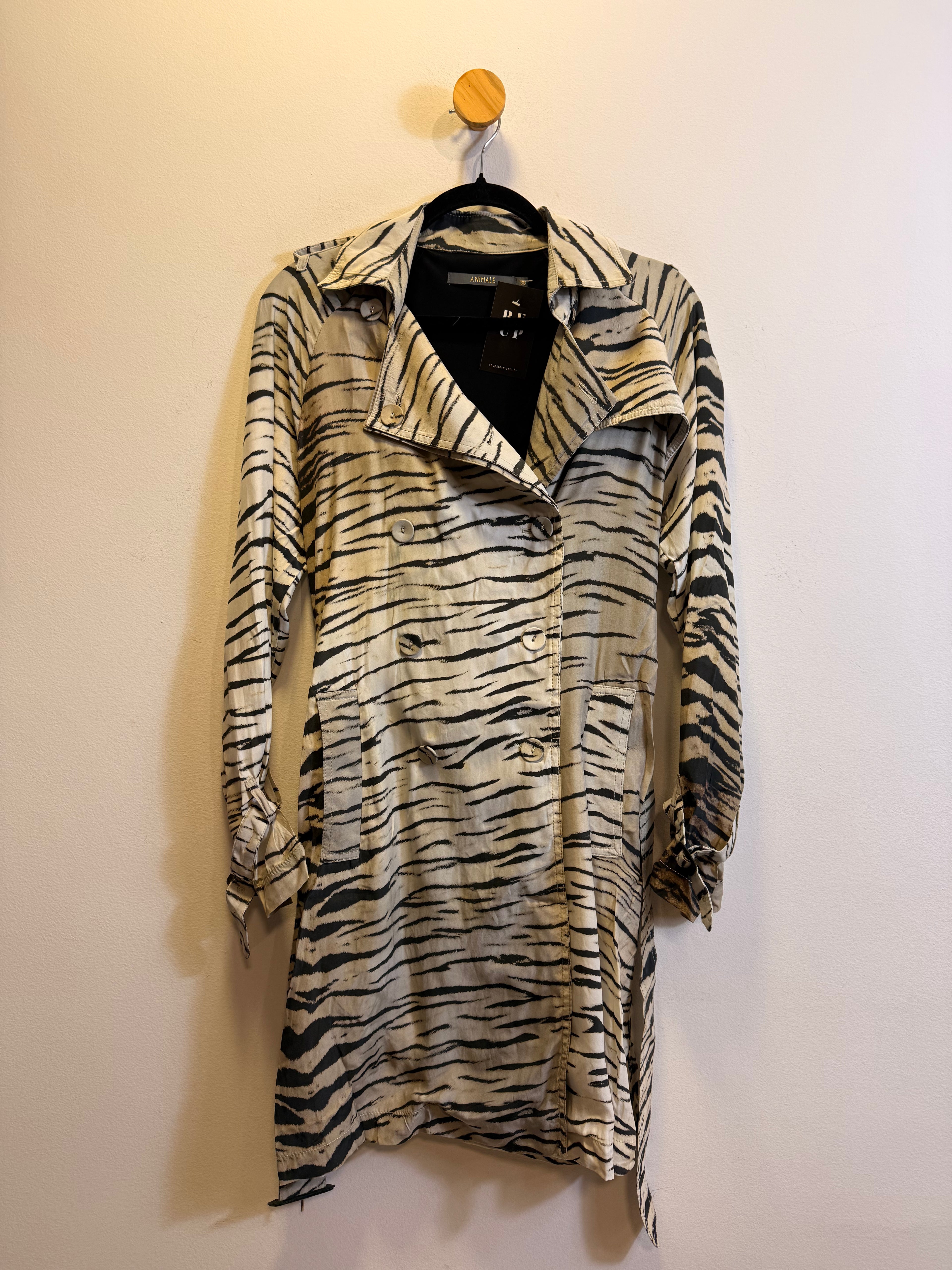 Trench Coat De Seda Animale