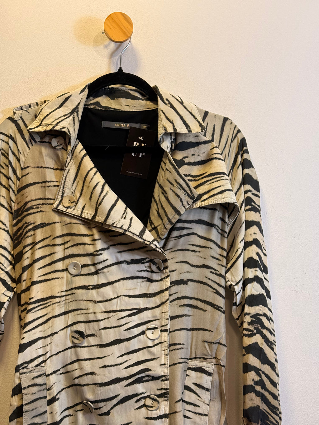 Trench Coat De Seda Animale