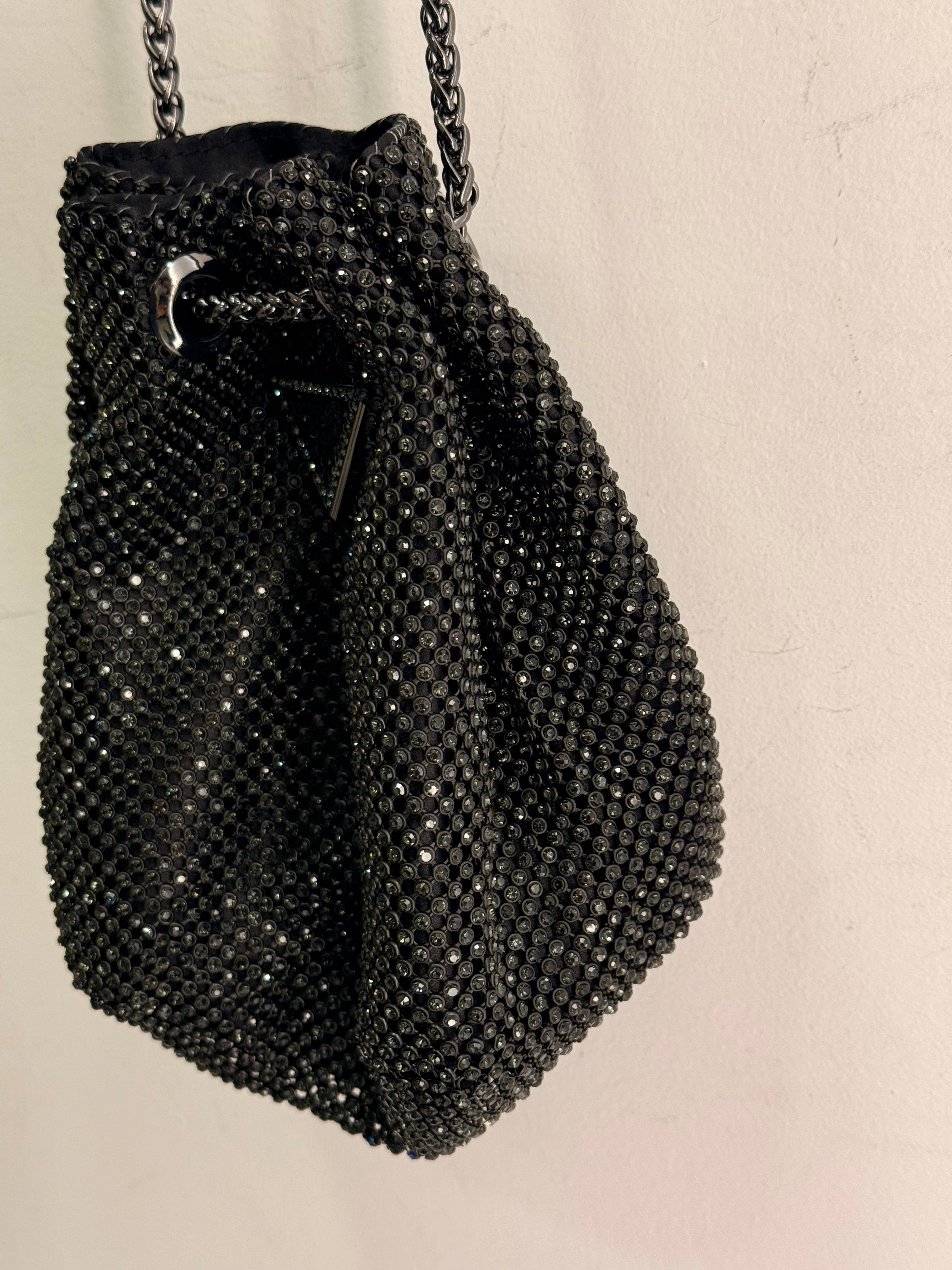 Bolsa Preta Strass Guess