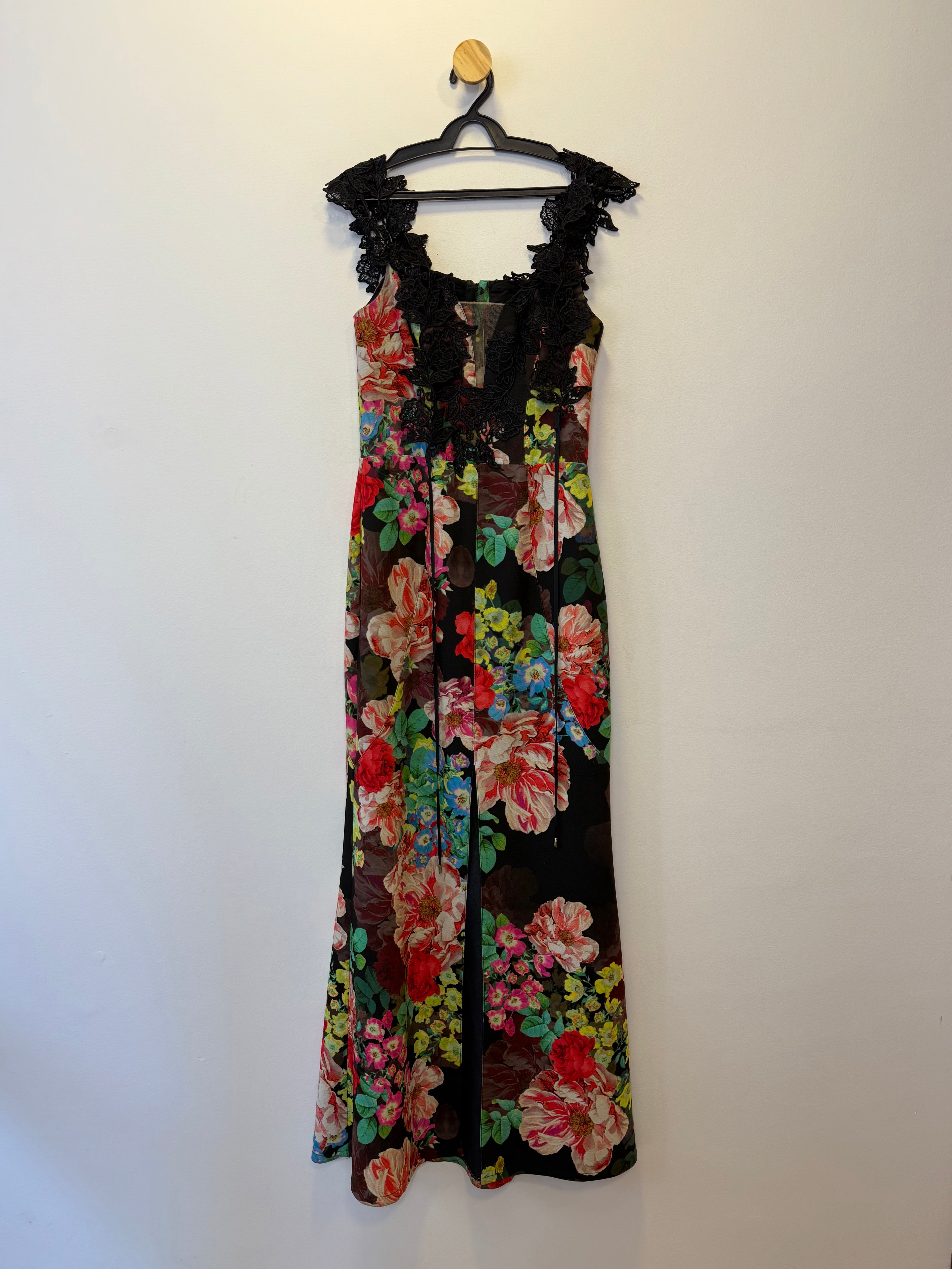 Vestido de Festa Longo Floral e Renda