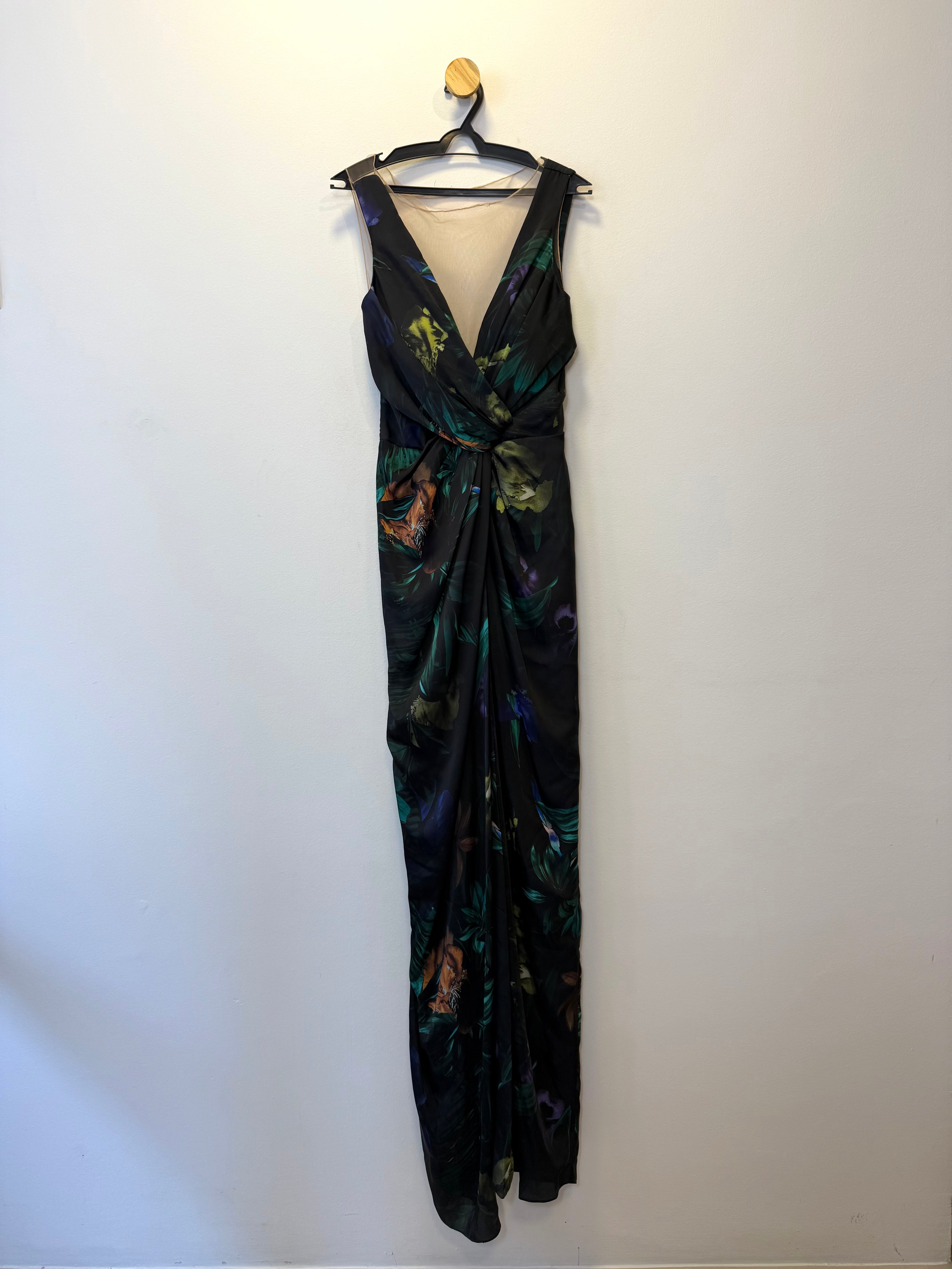 Vestido de Festa Longo Estampado com Tule