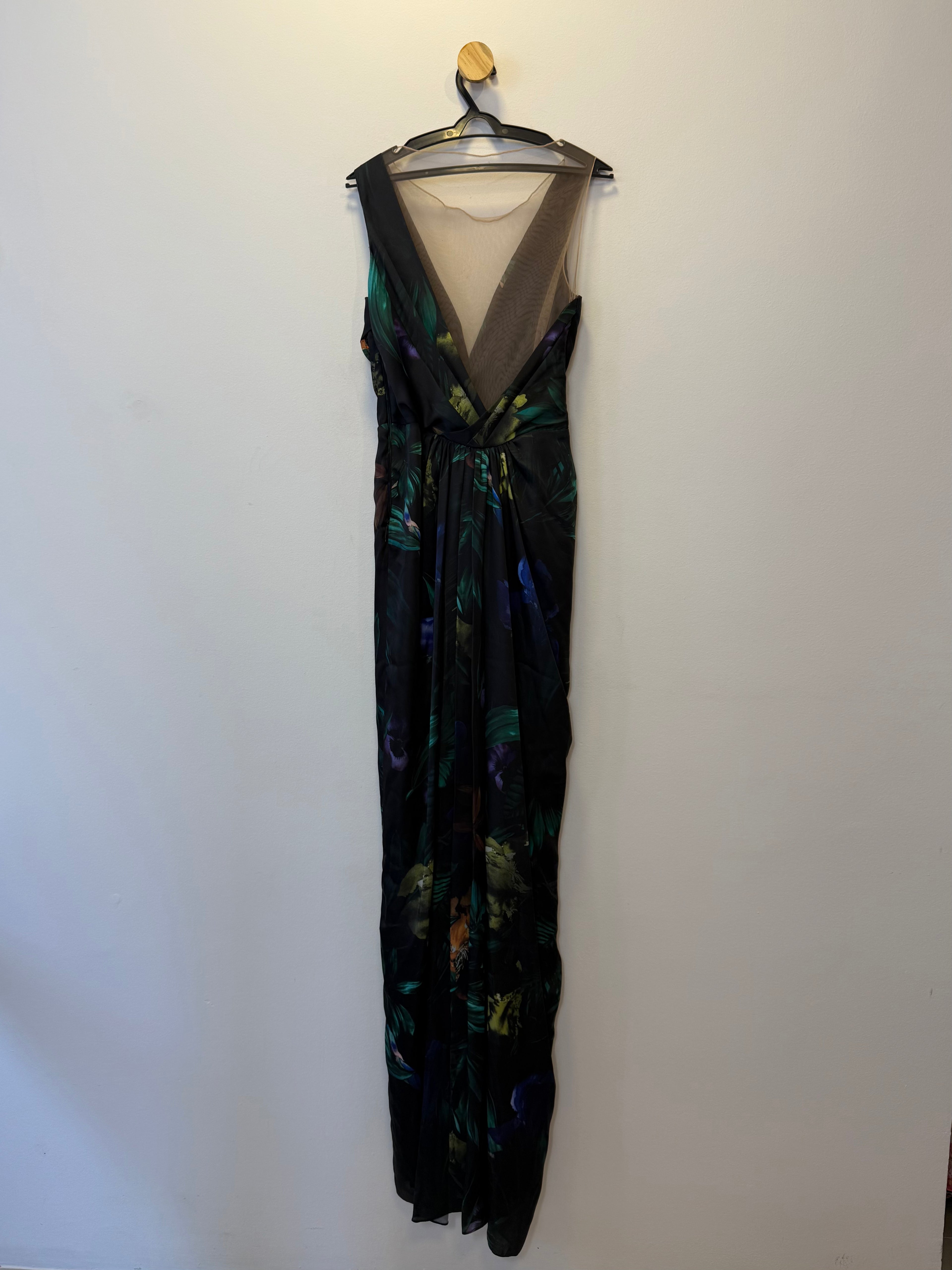 Vestido de Festa Longo Estampado com Tule