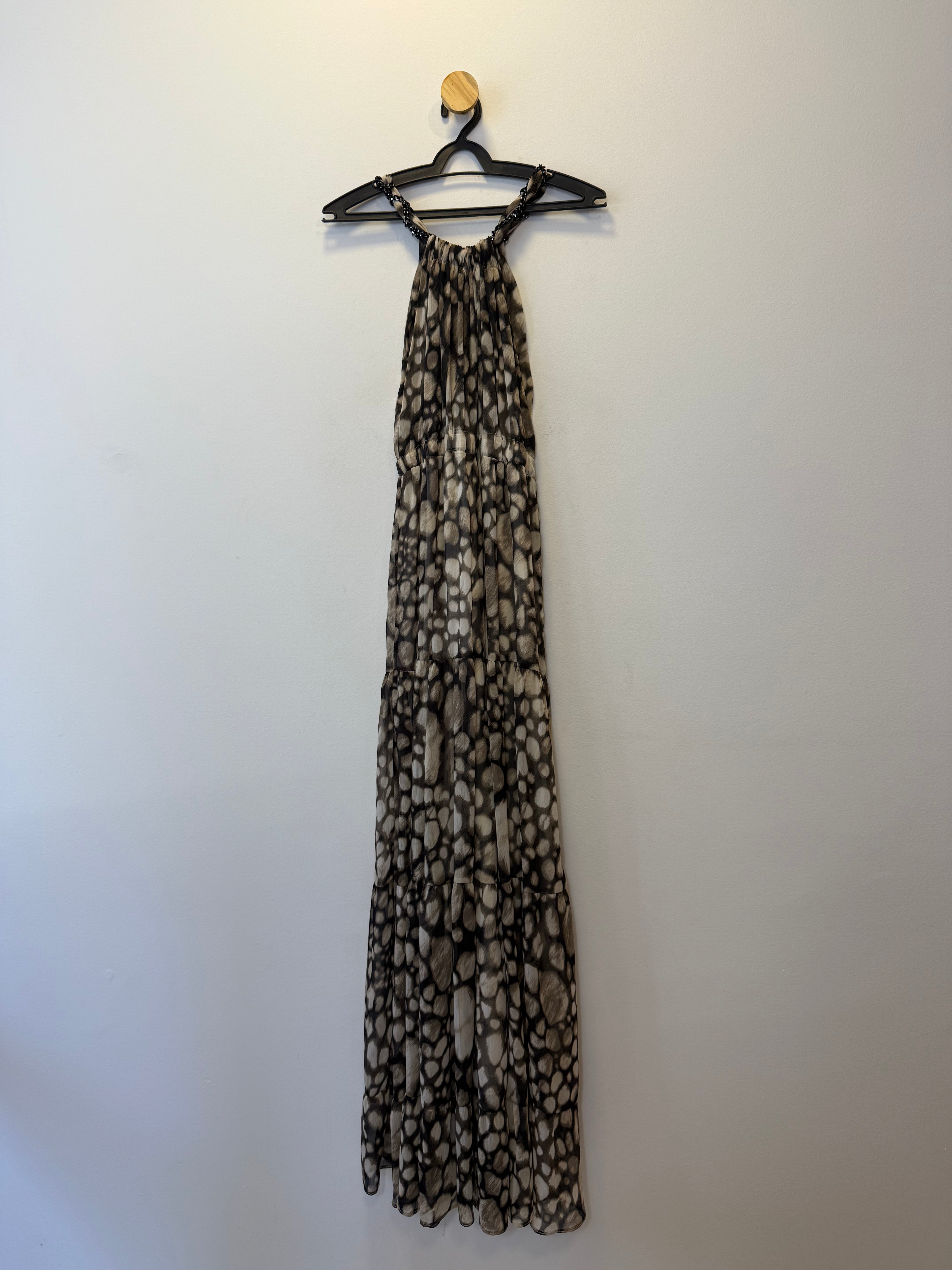 Vestido Longo Poá Assimétrico