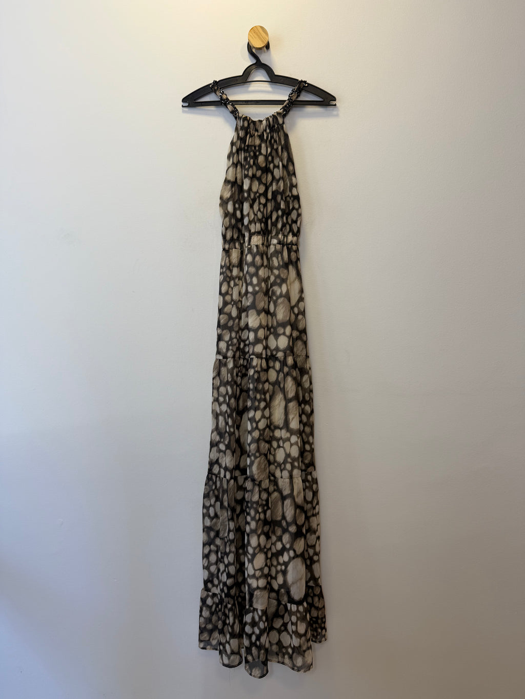 Vestido Longo Poá Assimétrico
