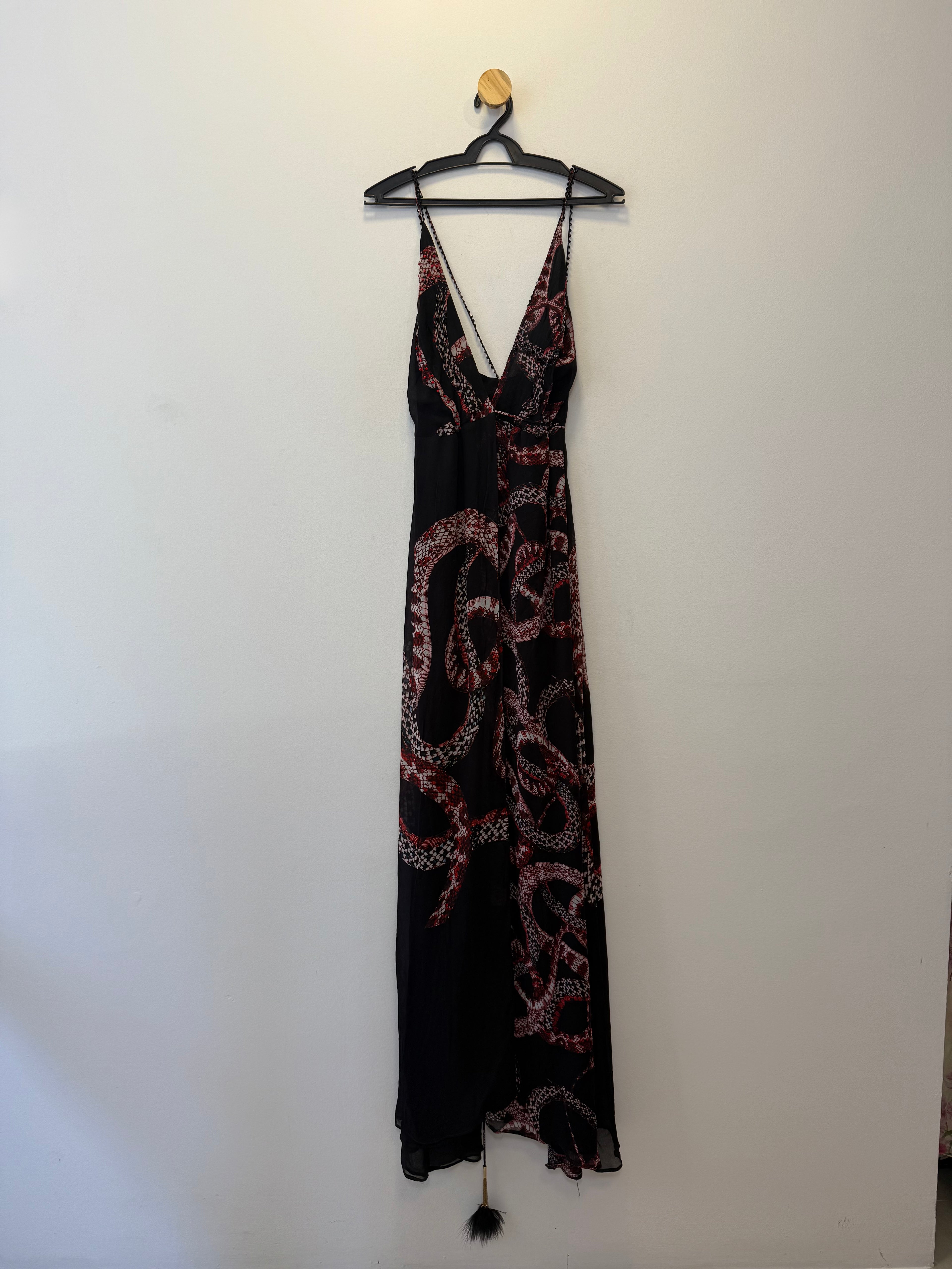 Vestido Longo Preto Estampa Animal Print