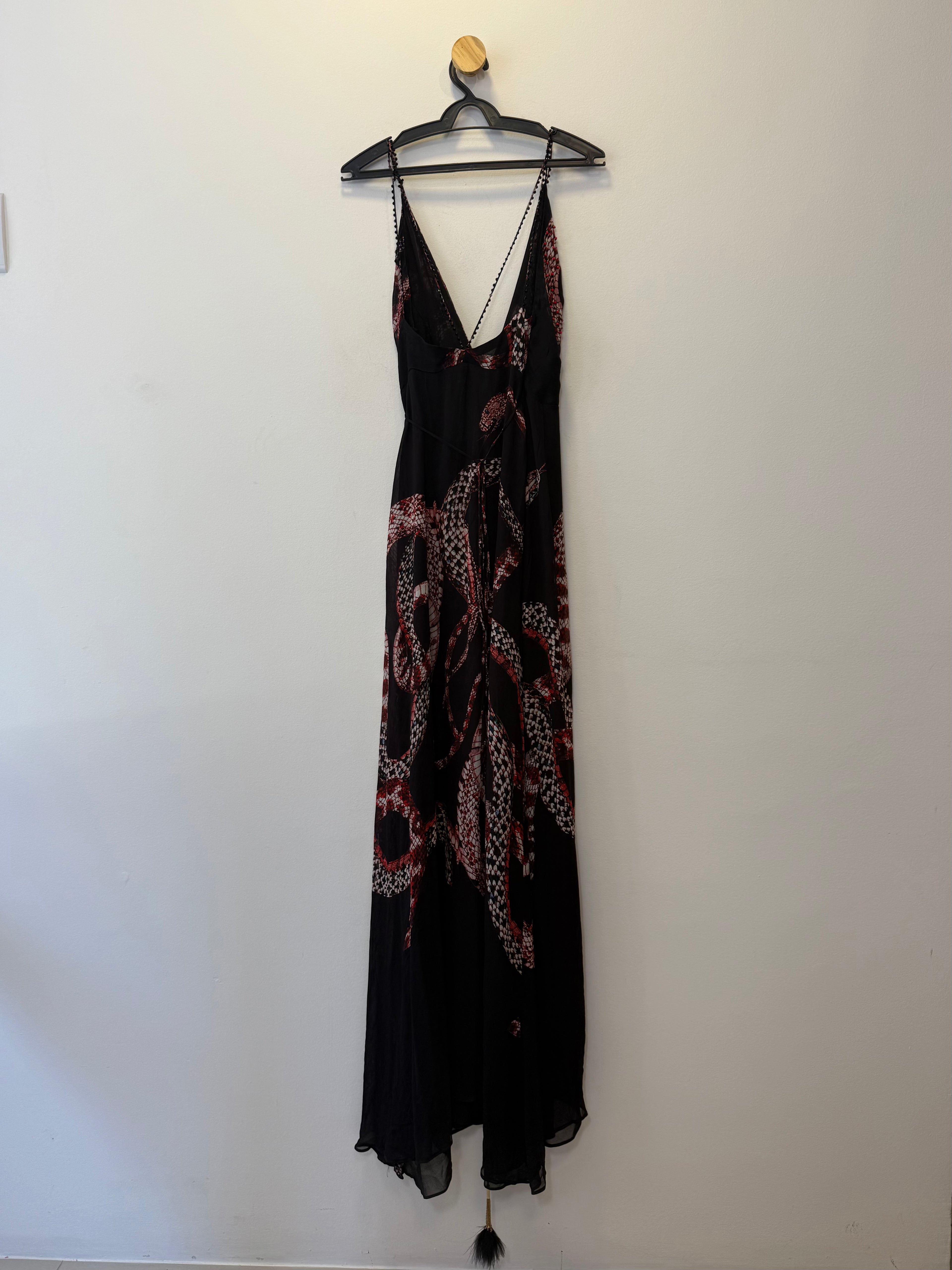 Vestido Longo Preto Estampa Animal Print