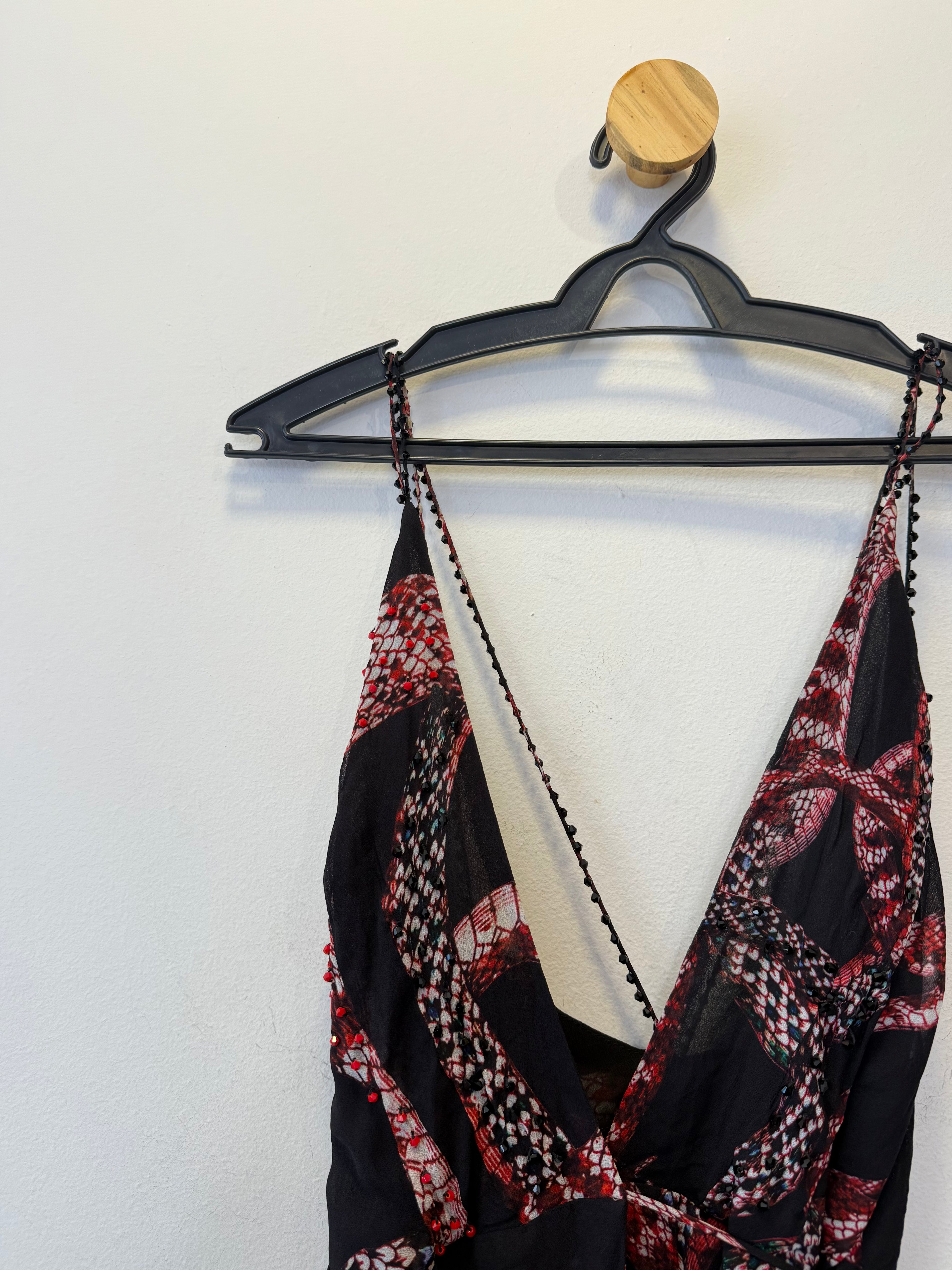 Vestido Longo Preto Estampa Animal Print