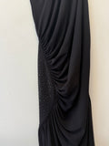 Vestido de Festa Preto Drapeado e Pedraria