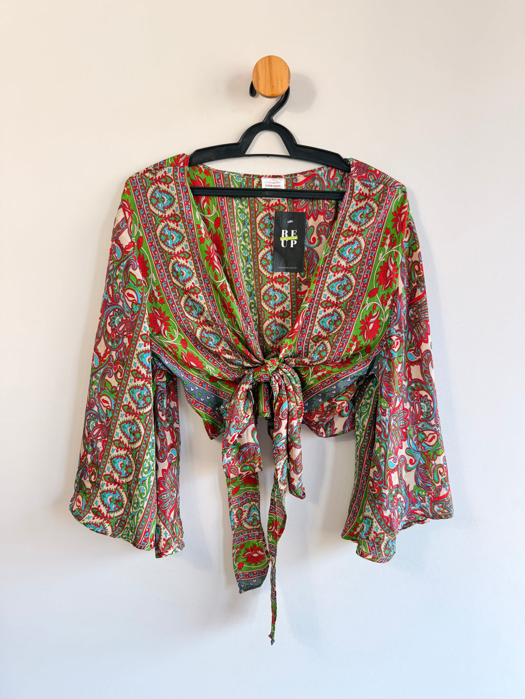 Blusa Estampada com Amarração Frontal