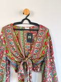 Blusa Estampada com Amarração Frontal