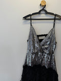 Vestido de Festa Longo Prata em Paete