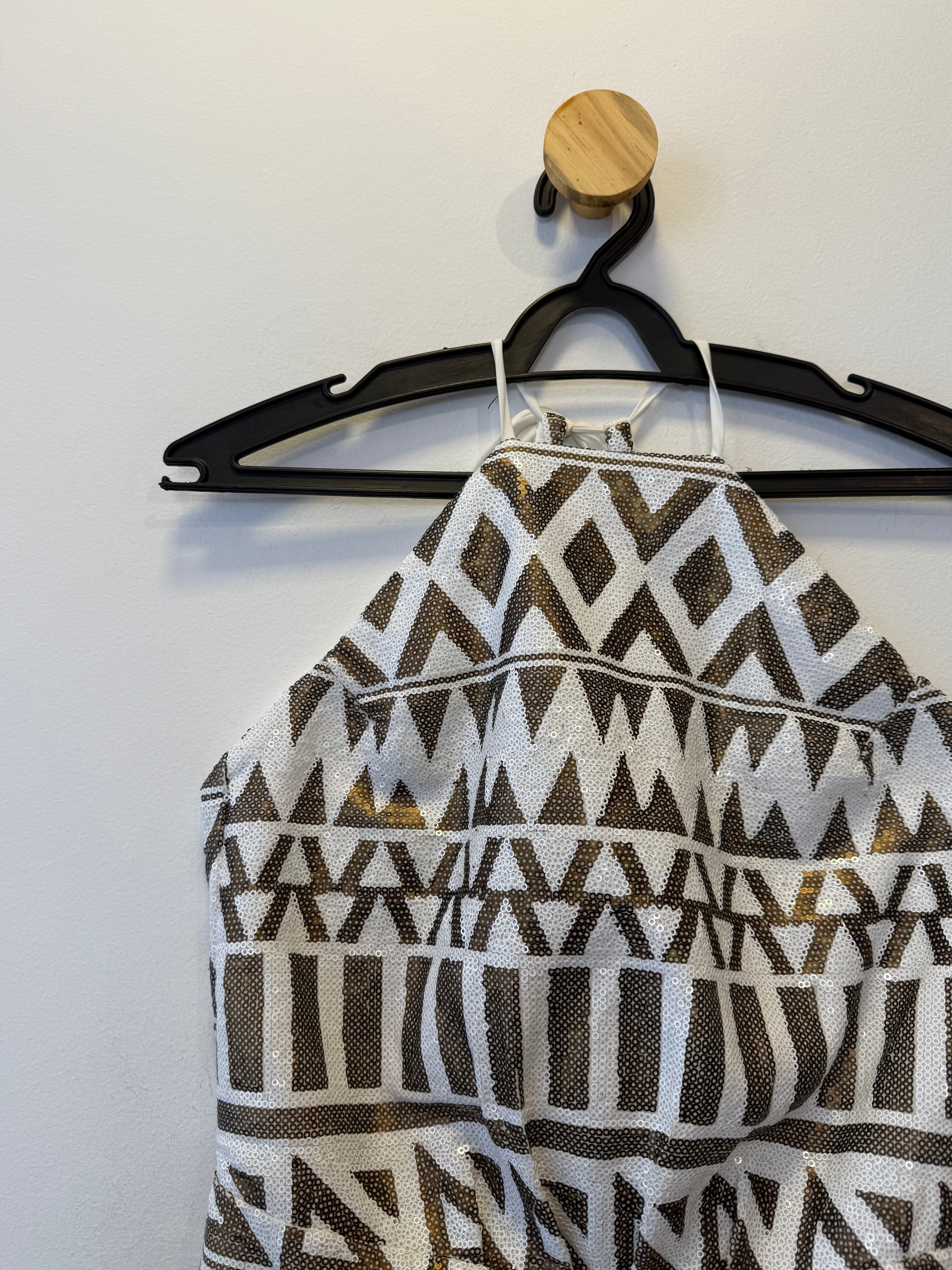 Vestido Paêtes Preto e Branco
